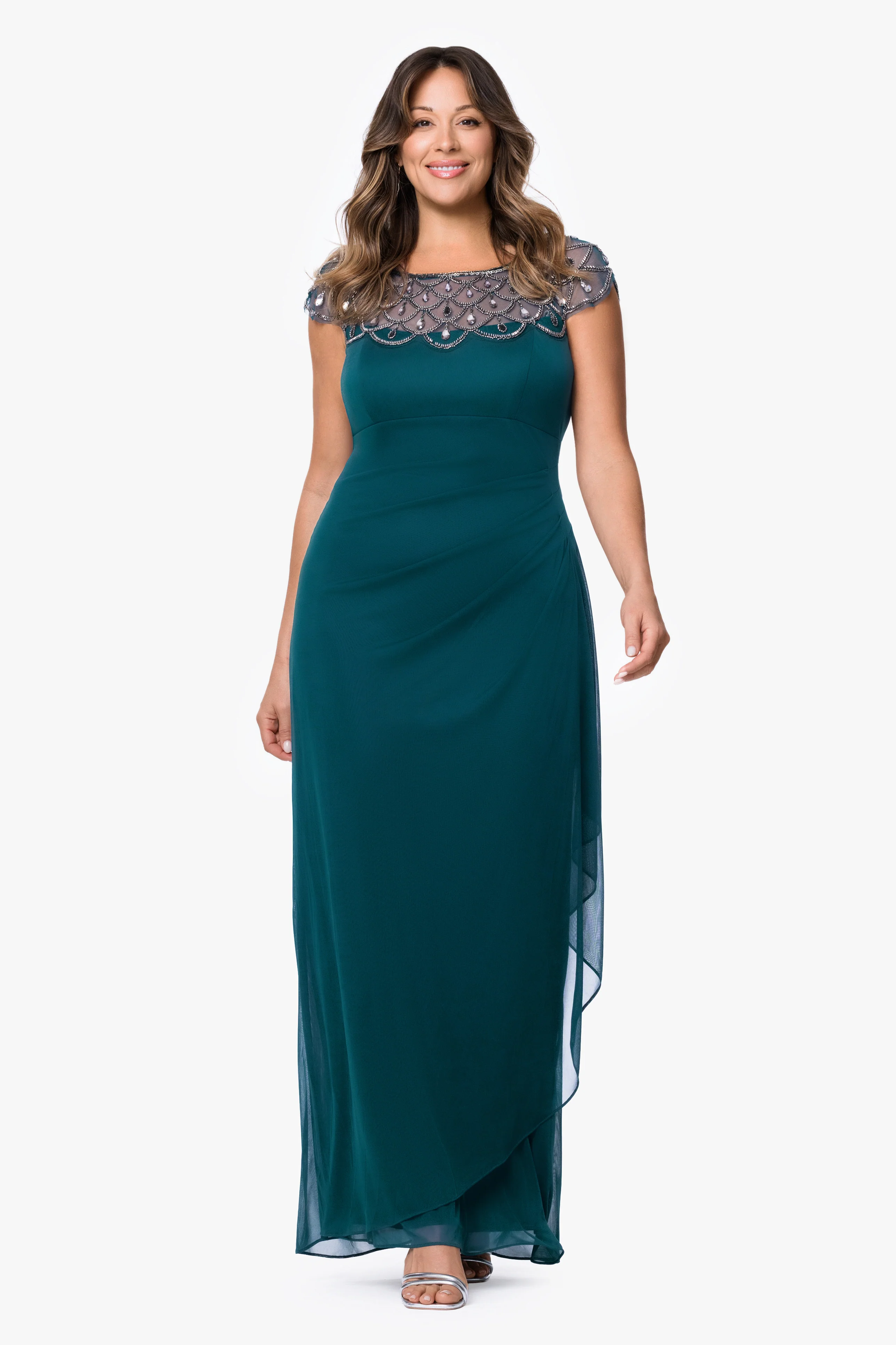 Plus "Khloe" Sheer Matter Jersey Embellished Dress - Image 6