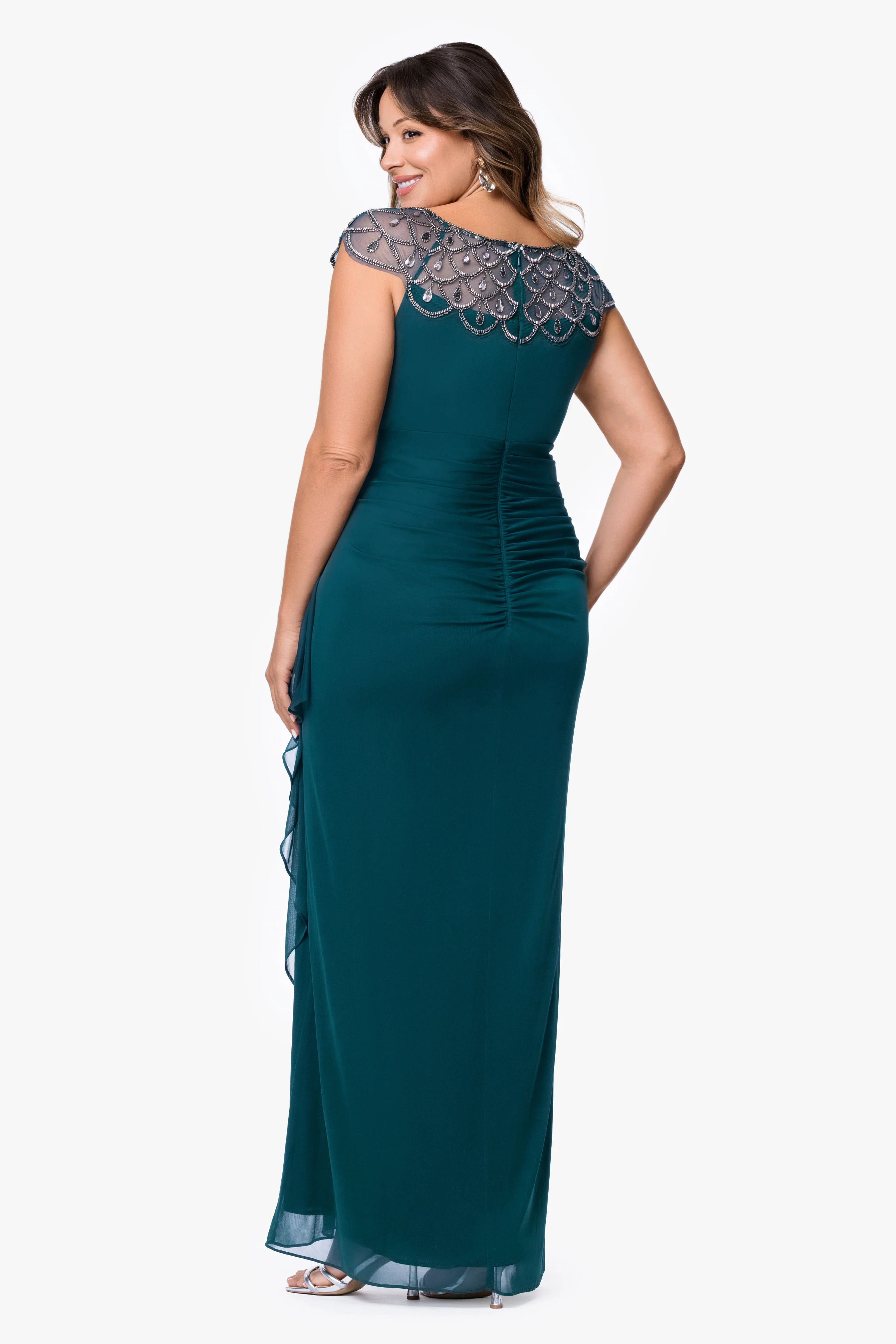 Plus "Khloe" Sheer Matter Jersey Embellished Dress - Image 8