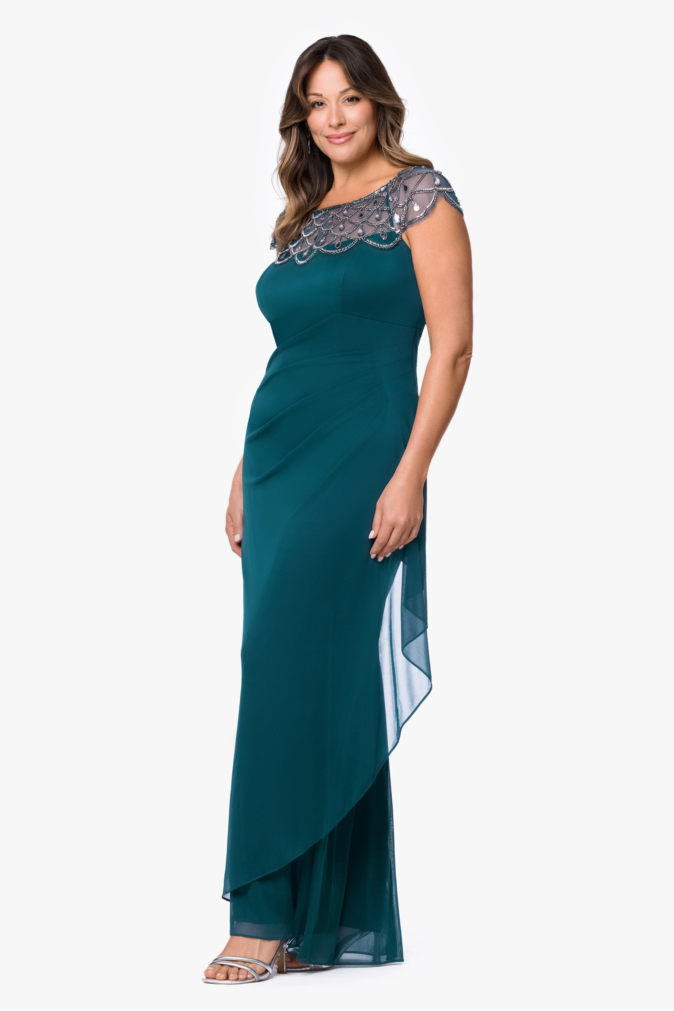Plus "Khloe" Sheer Matter Jersey Embellished Dress - Image 9