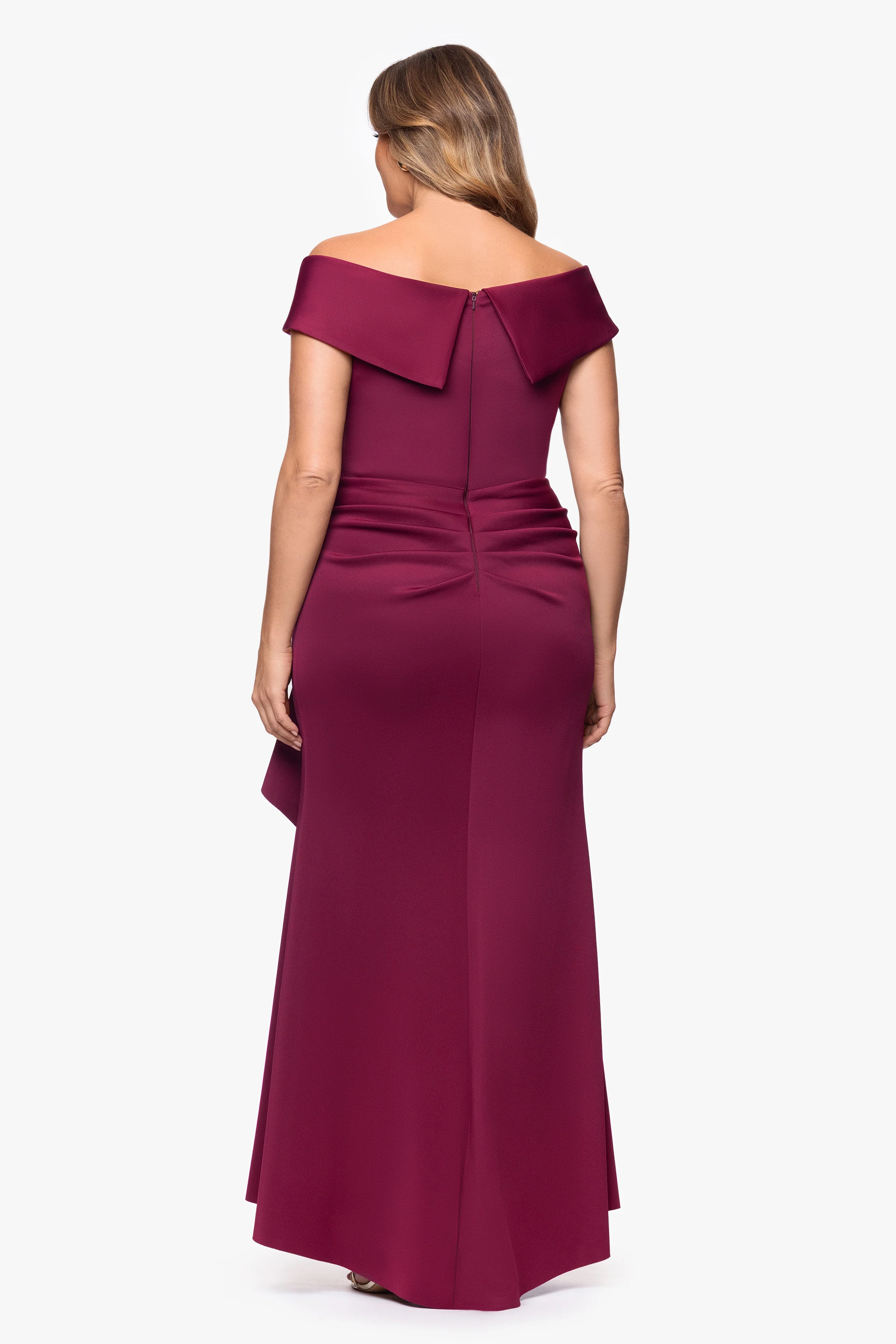 Plus "Patti" Techno Scuba Off The Shoulder Dress - Image 11