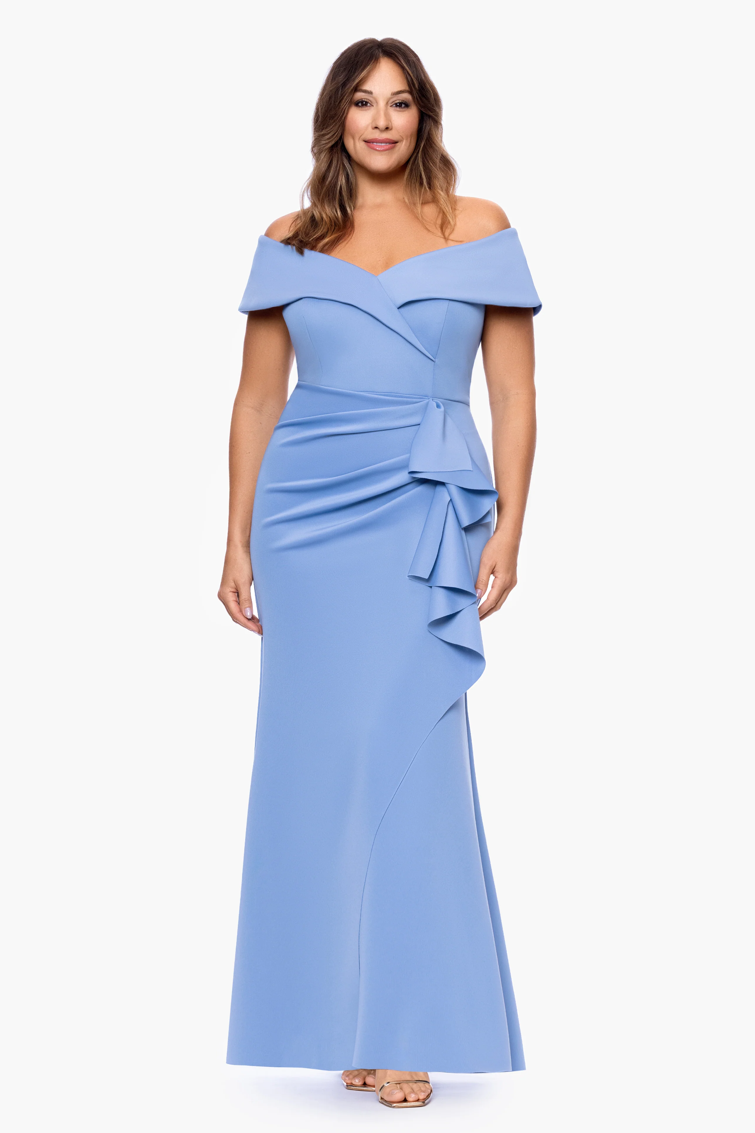 Plus "Patti" Techno Scuba Off The Shoulder Dress - Image 14