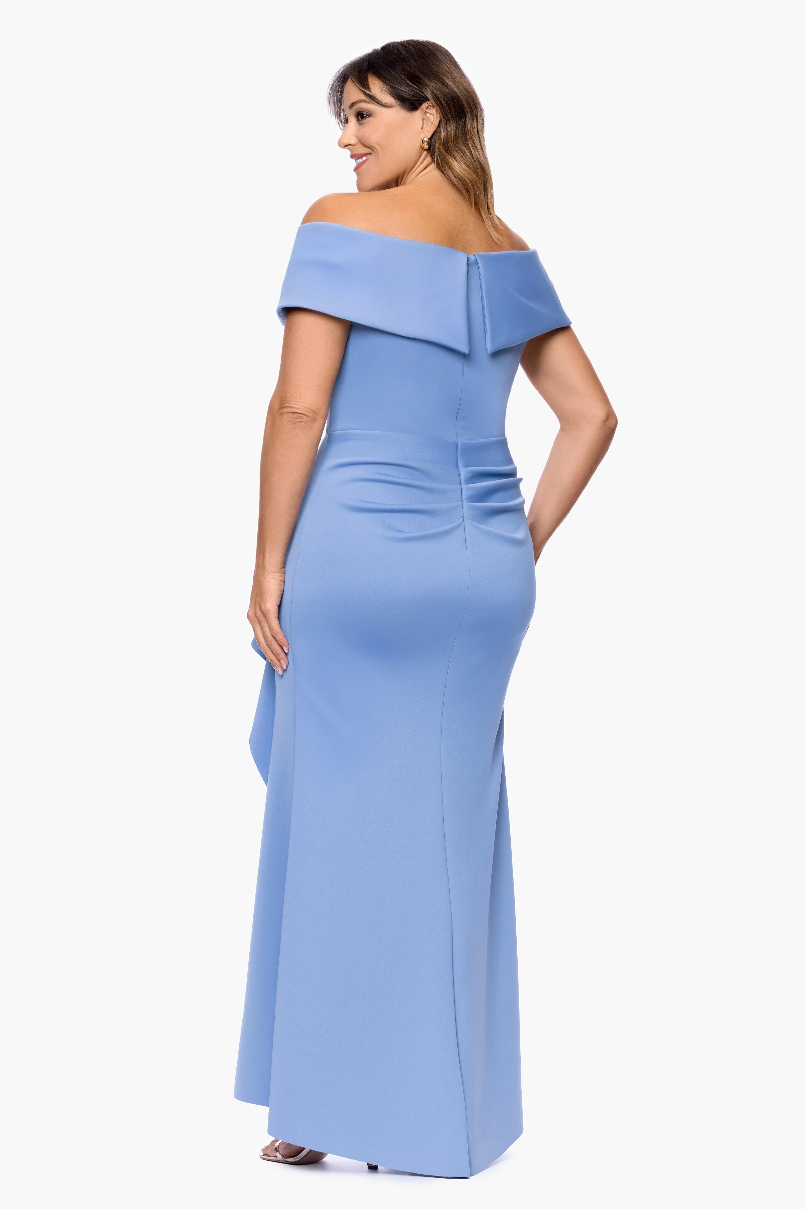 Plus "Patti" Techno Scuba Off The Shoulder Dress - Image 16