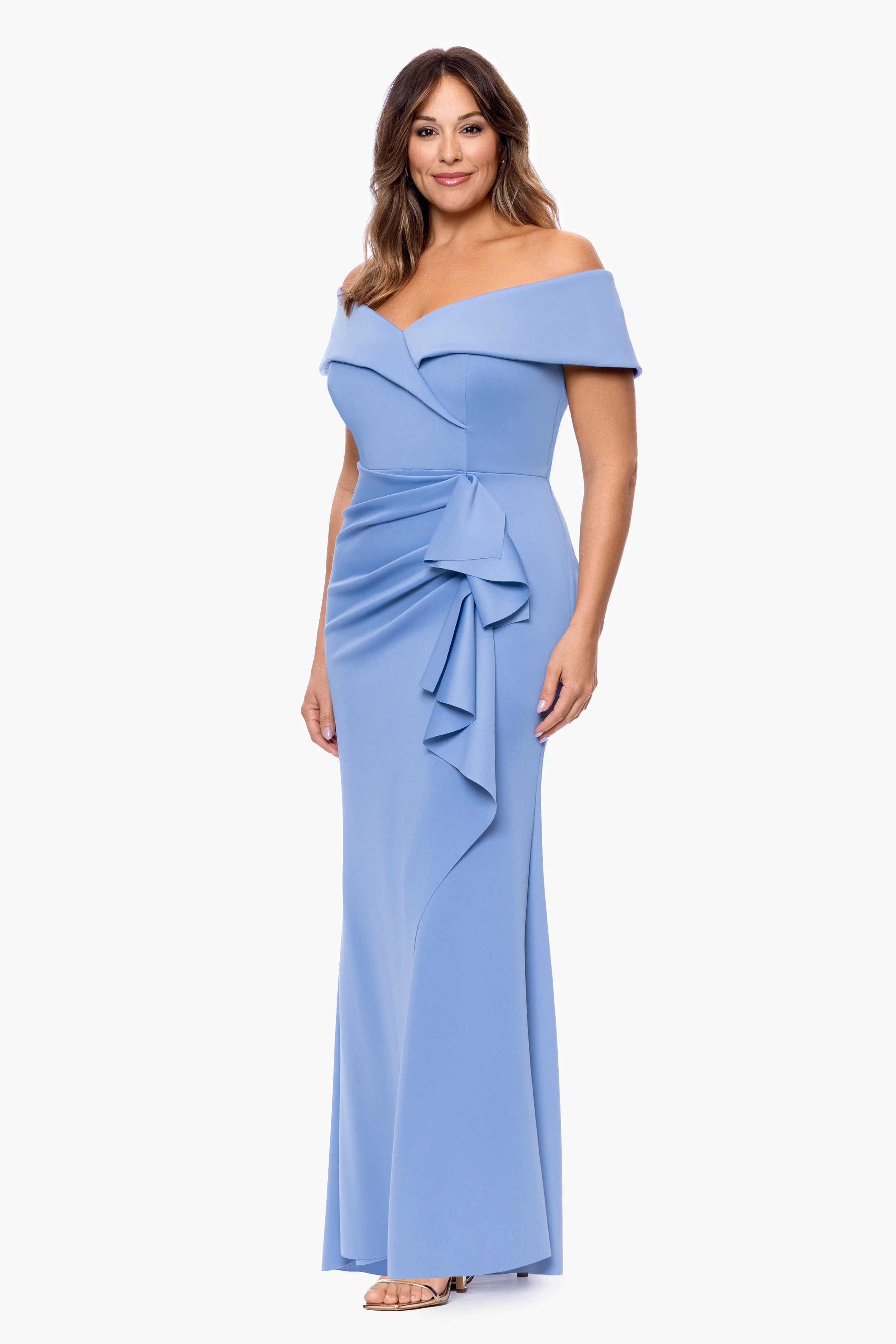 Plus "Patti" Techno Scuba Off The Shoulder Dress - Image 17