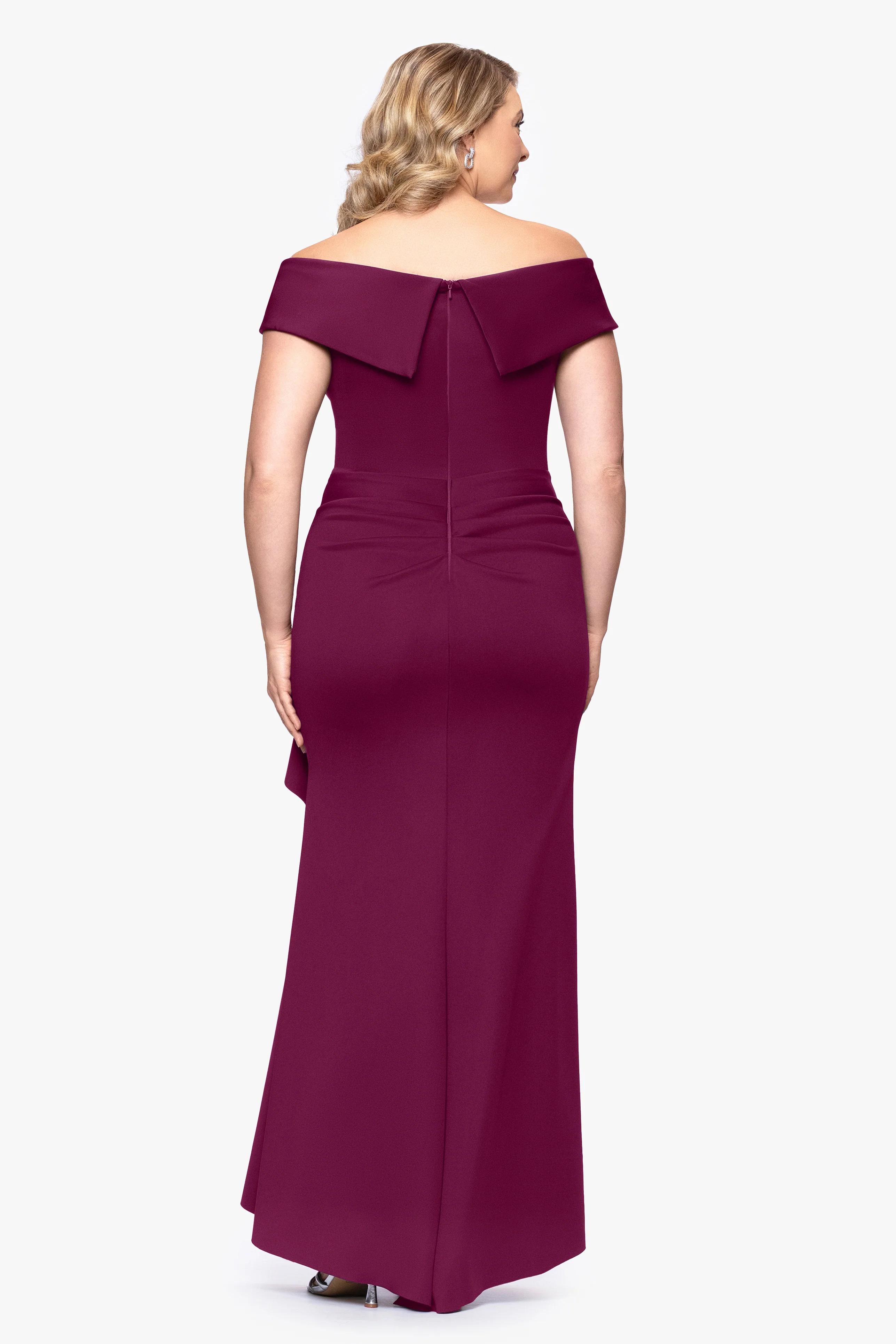 Plus "Patti" Techno Scuba Off The Shoulder Dress - Image 21