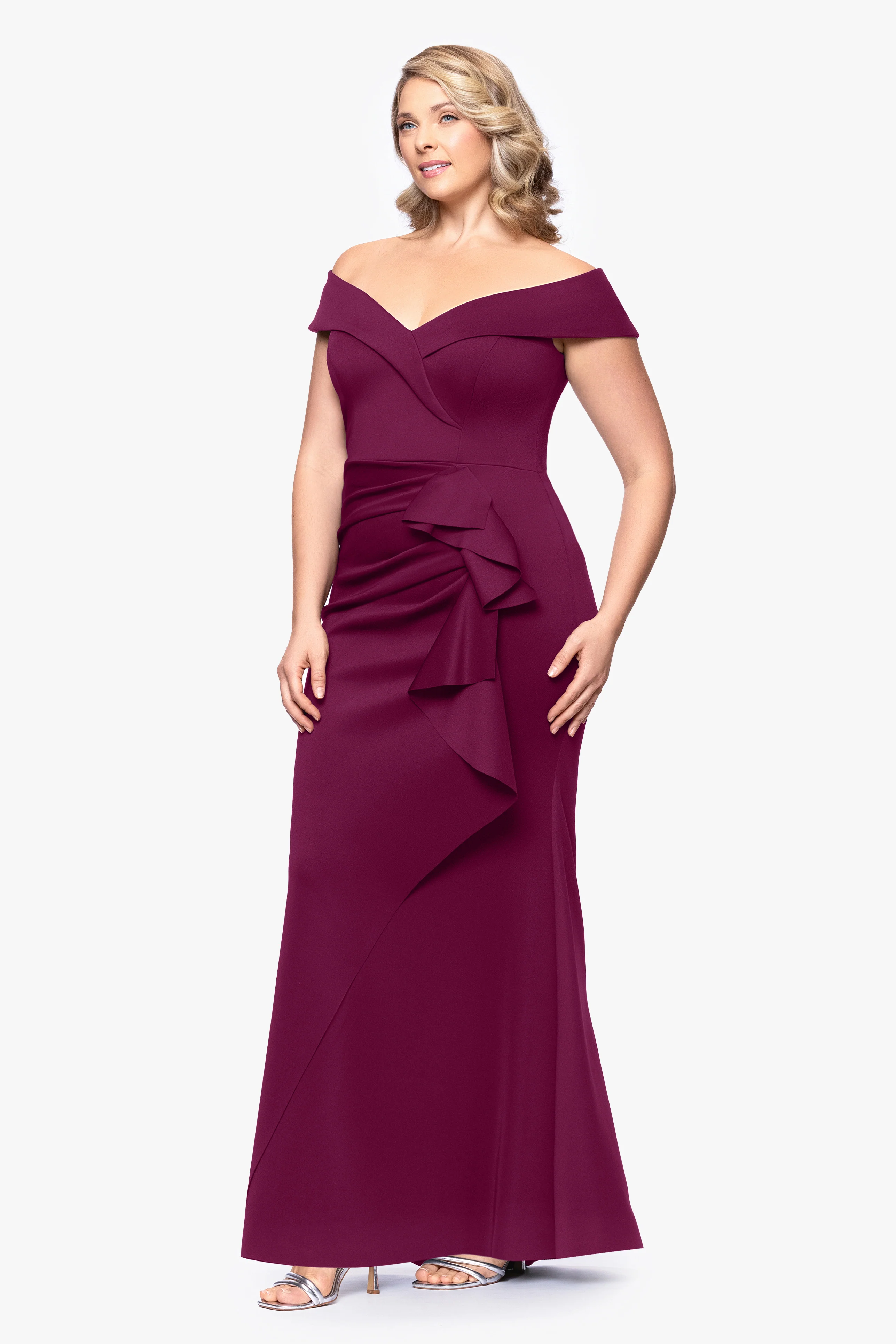 Plus "Patti" Techno Scuba Off The Shoulder Dress - Image 22