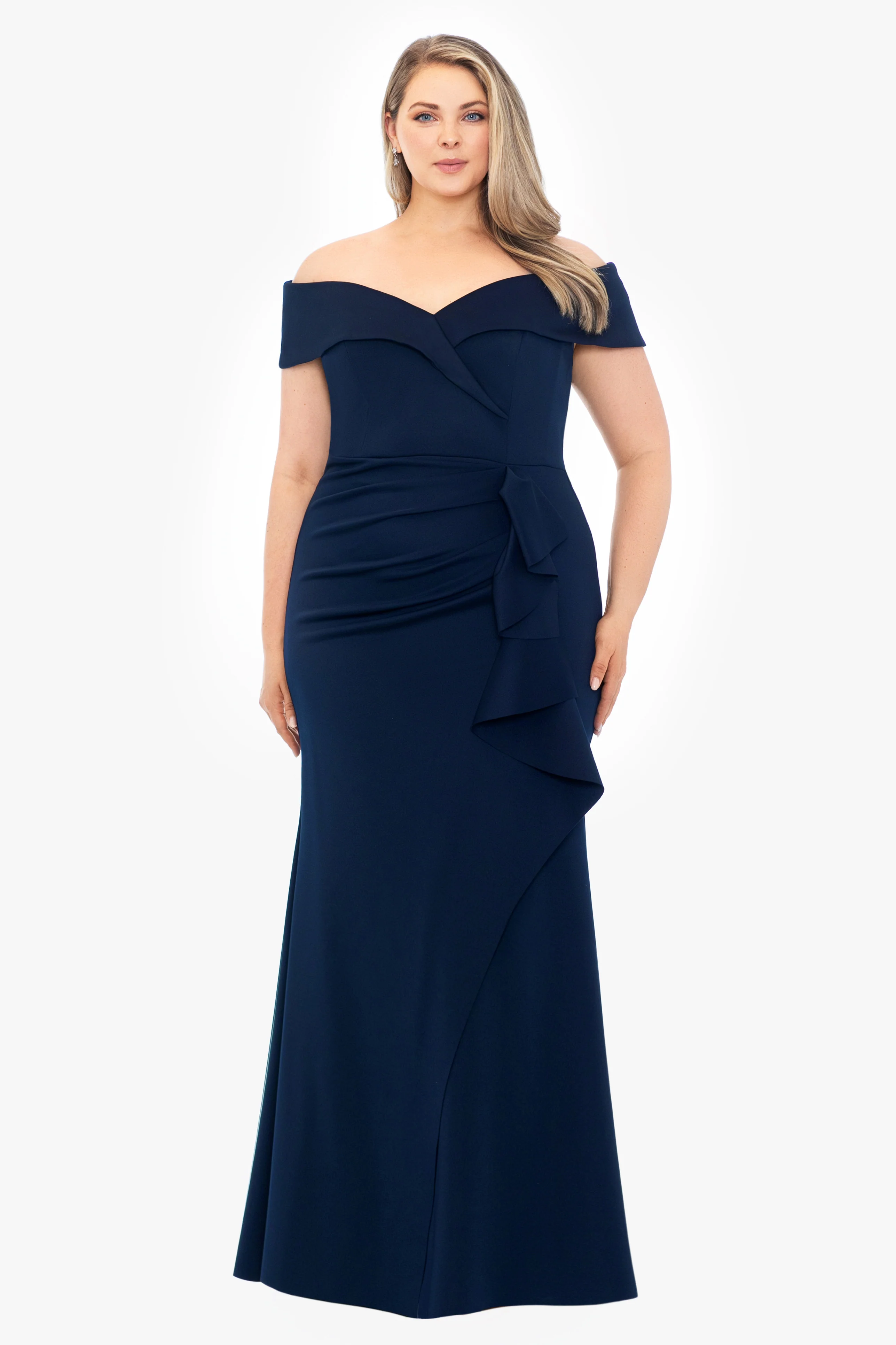 Plus "Patti" Techno Scuba Off The Shoulder Dress - Image 9