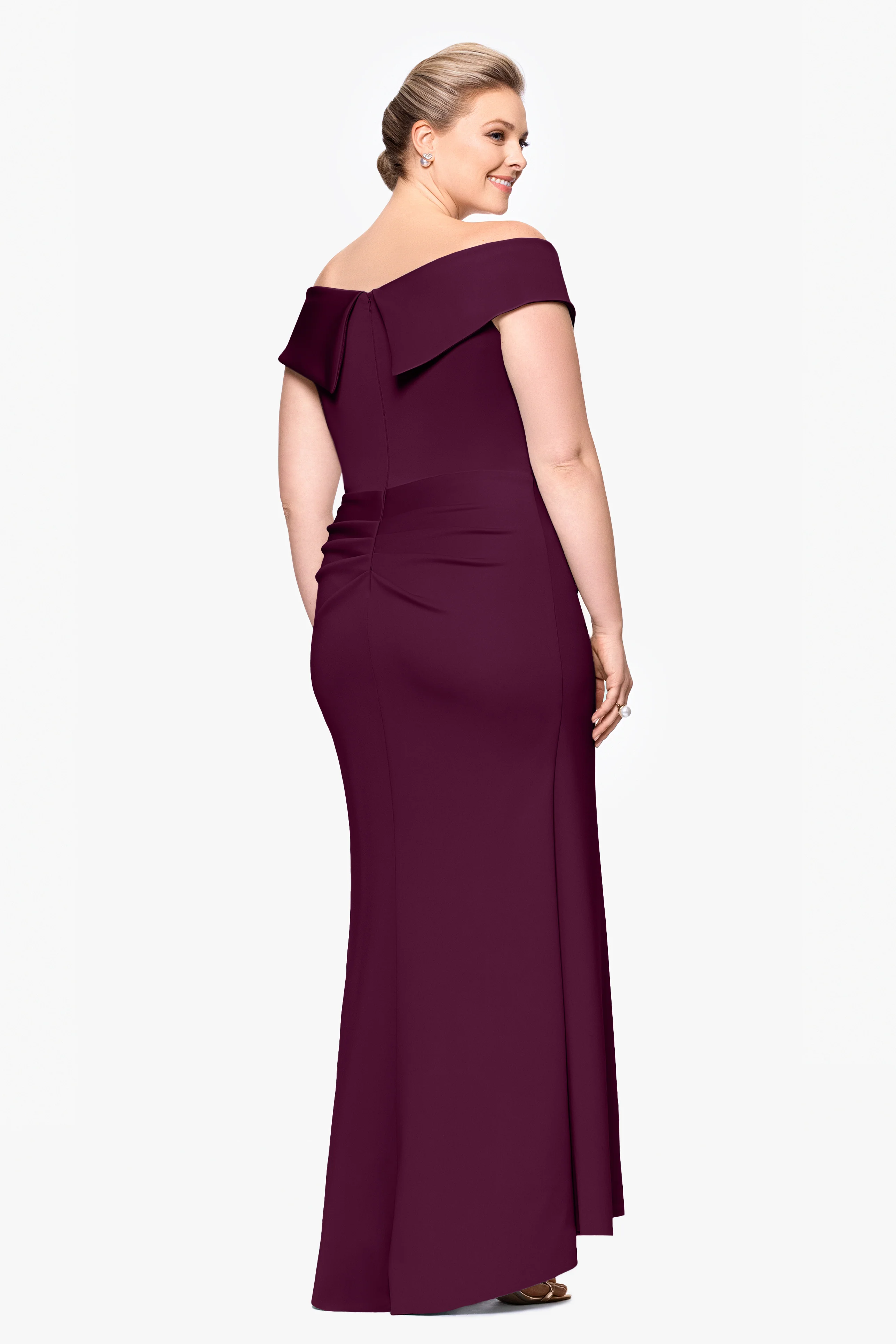Plus "Patti" Techno Scuba Off The Shoulder Dress - Image 11