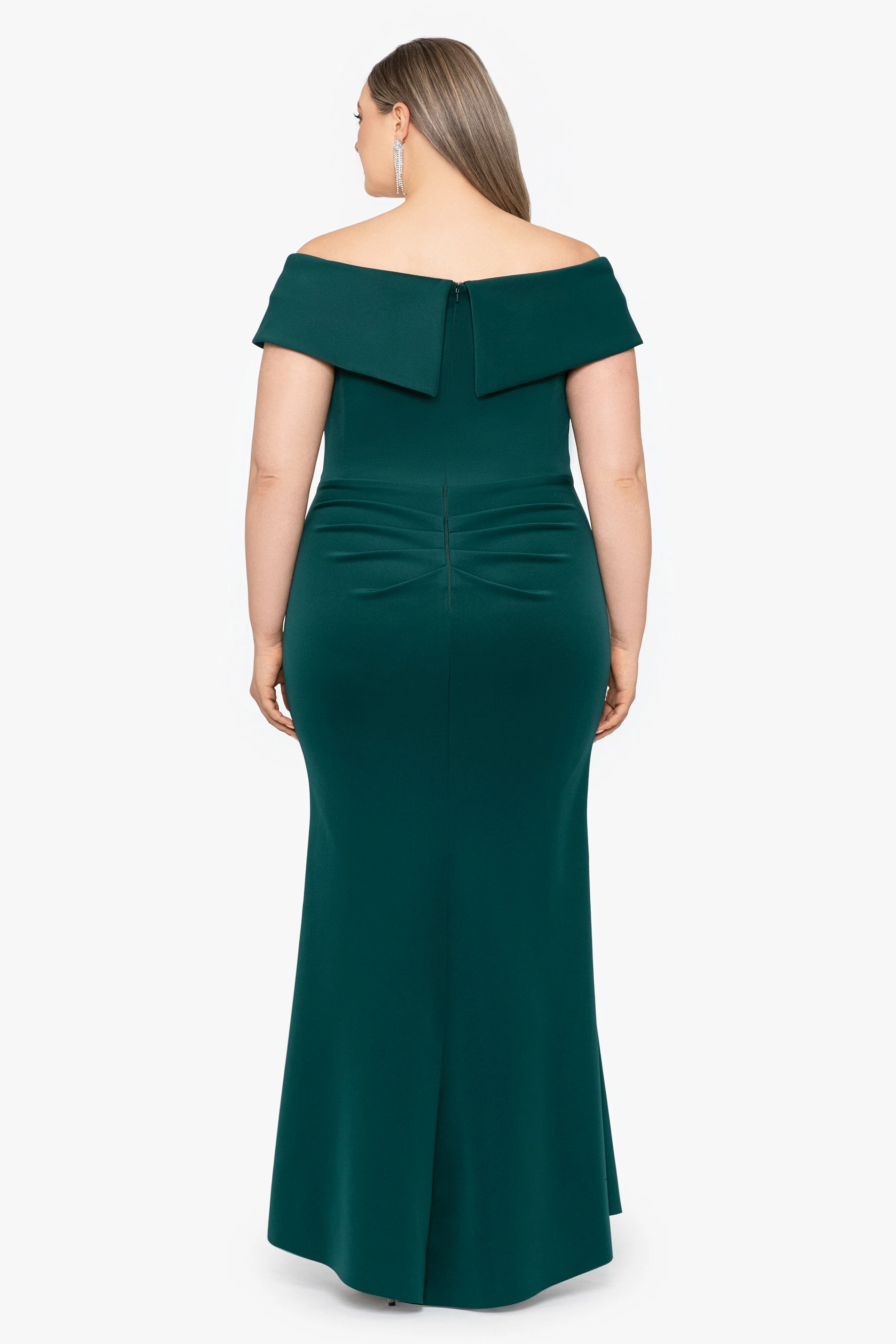 Plus "Patti" Techno Scuba Off The Shoulder Dress - Image 5
