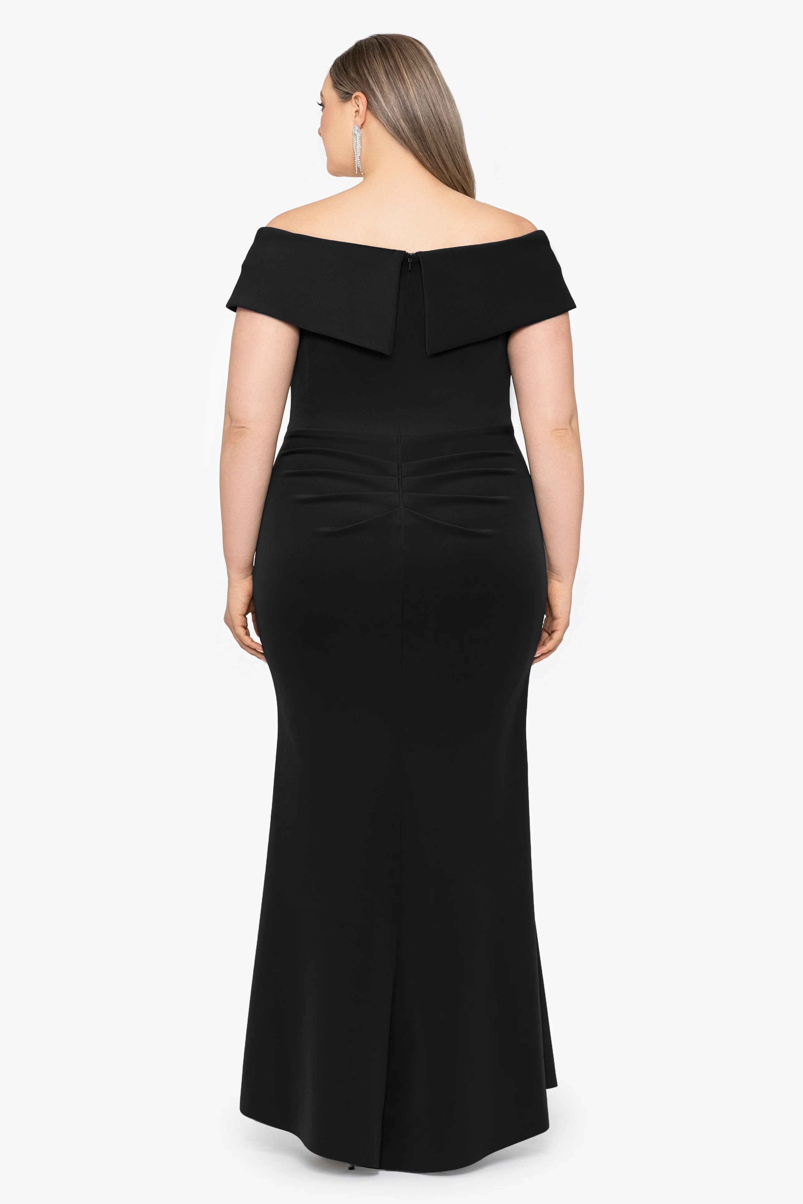 Plus "Patti" Techno Scuba Off The Shoulder Dress - Image 8
