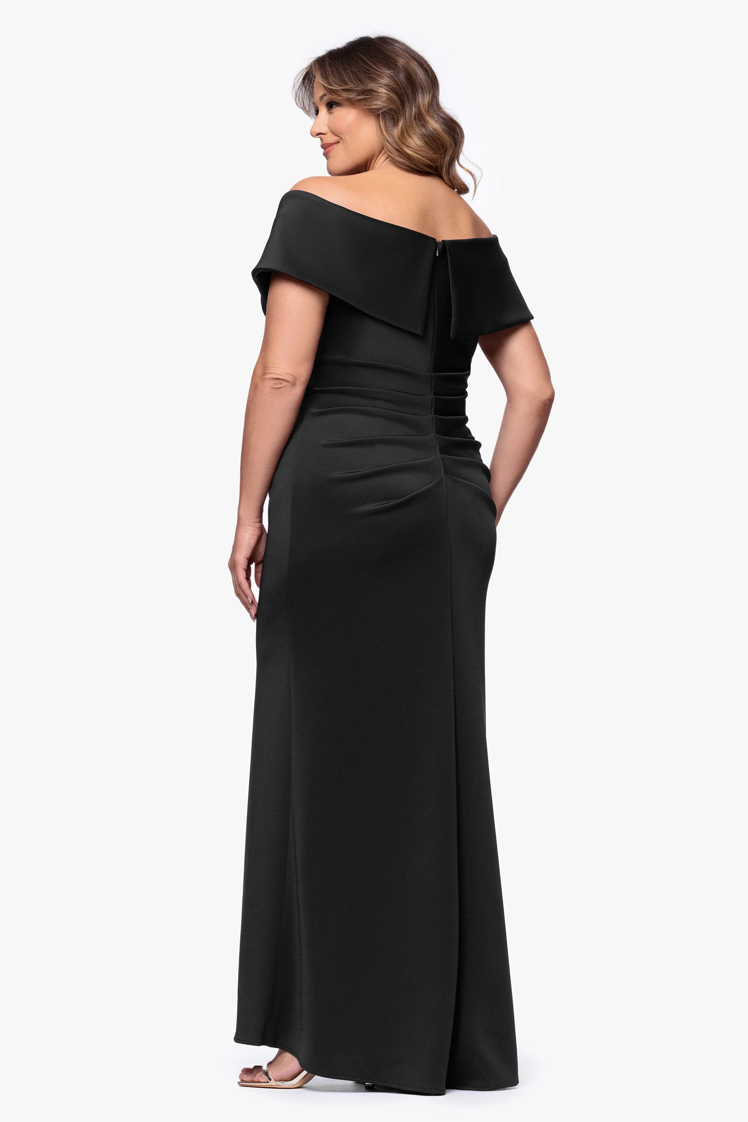 Plus "Skye" Techno Scuba Off Shoulder Dress - Image 8