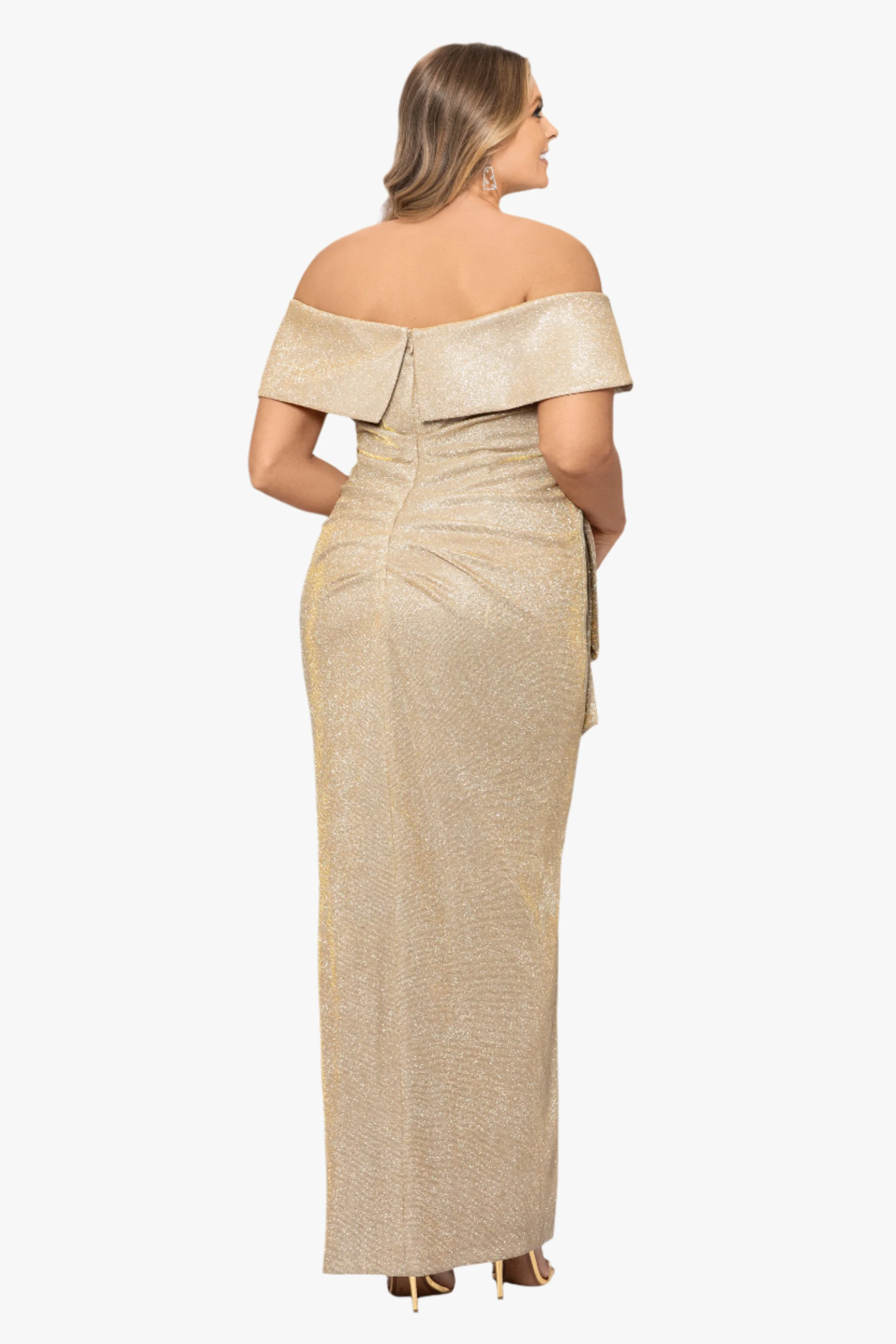 Plus "Tessa" Glitter Off the Shoulder Ruffle Dress - Image 3
