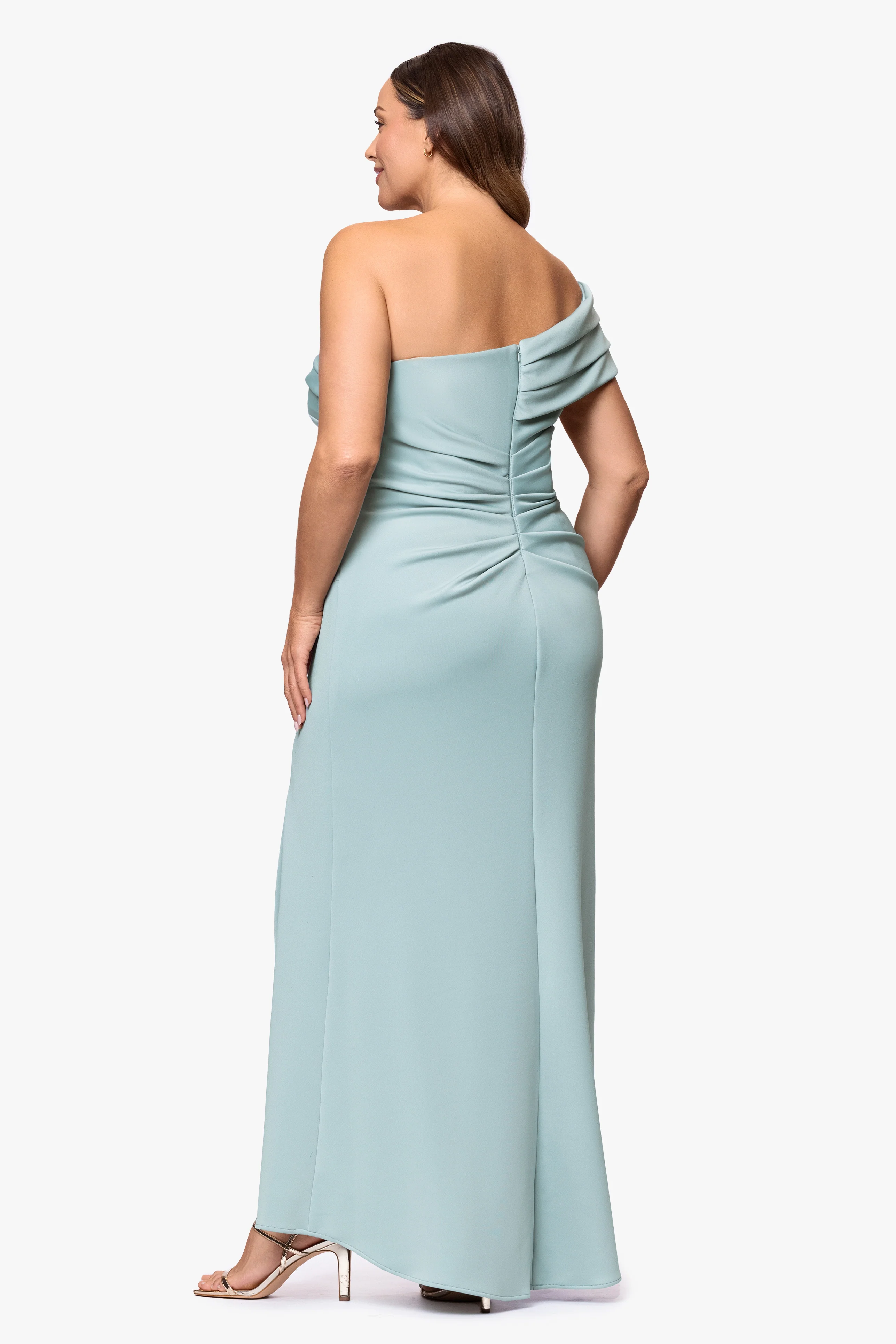 Plus "Whitney" Techno Scuba One Shoulder Dress - Image 3