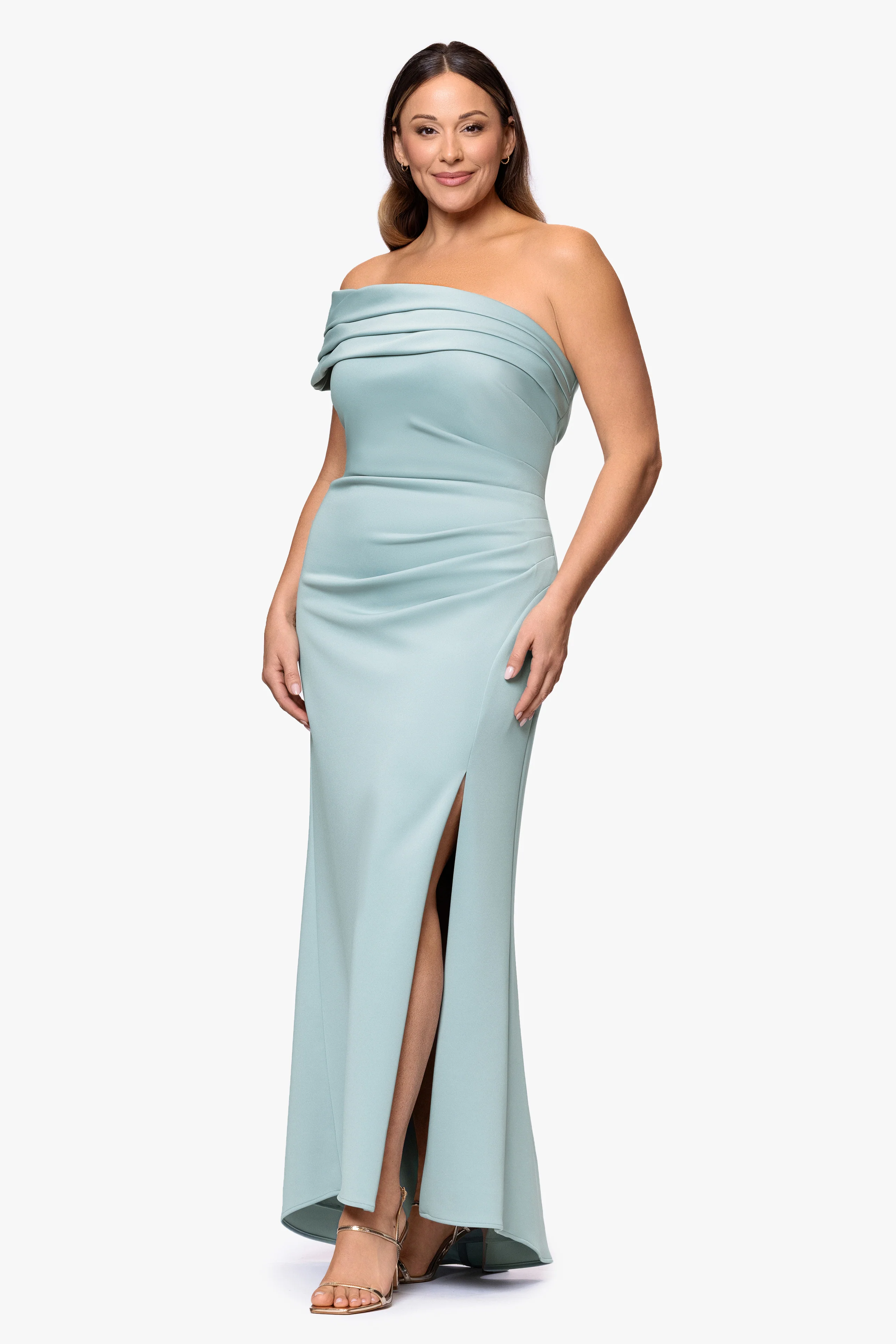 Plus "Whitney" Techno Scuba One Shoulder Dress - Image 4