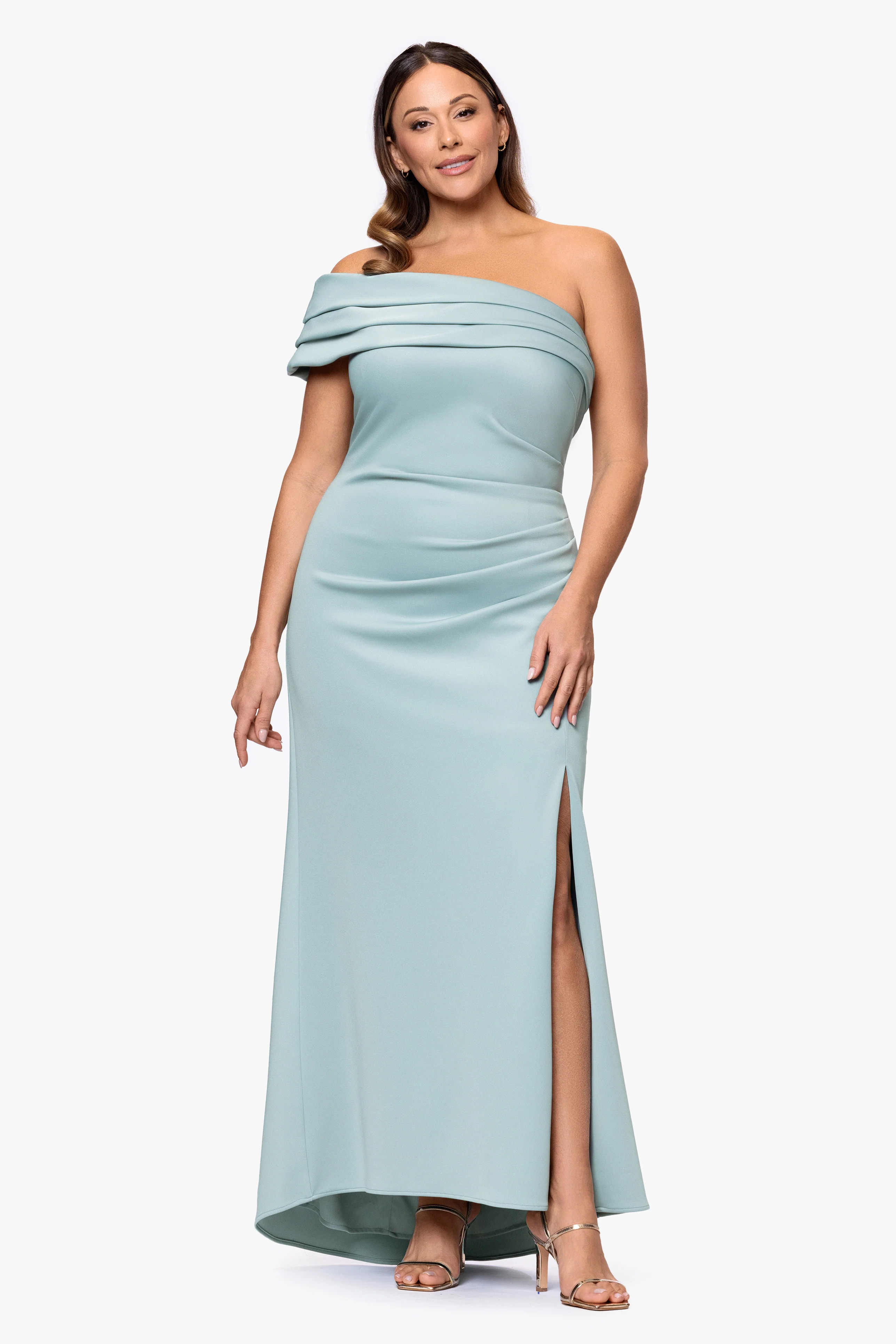 Plus "Whitney" Techno Scuba One Shoulder Dress - Image 5