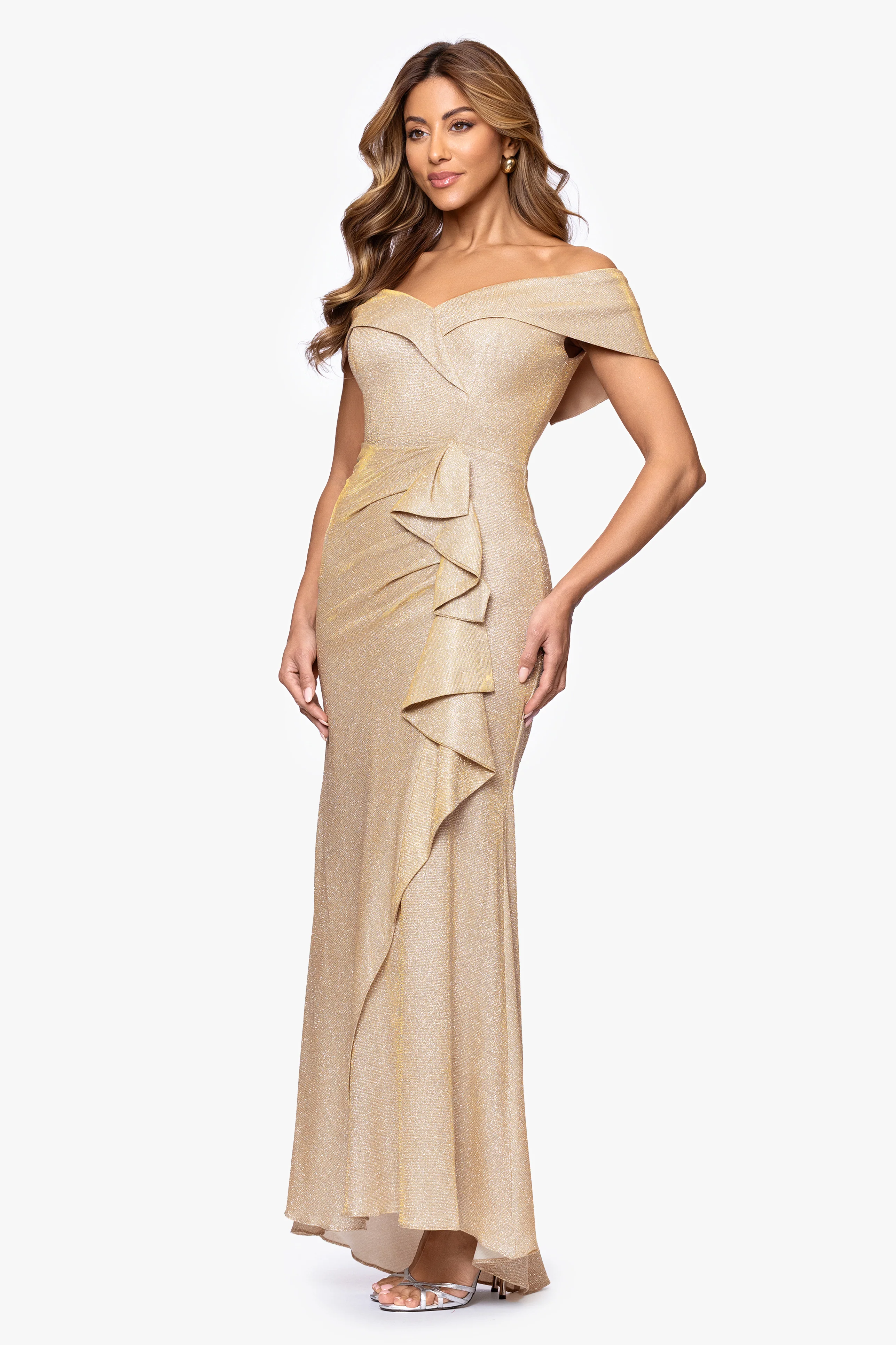 "Raveena" Foil Knit Ruffle Dress - Image 4