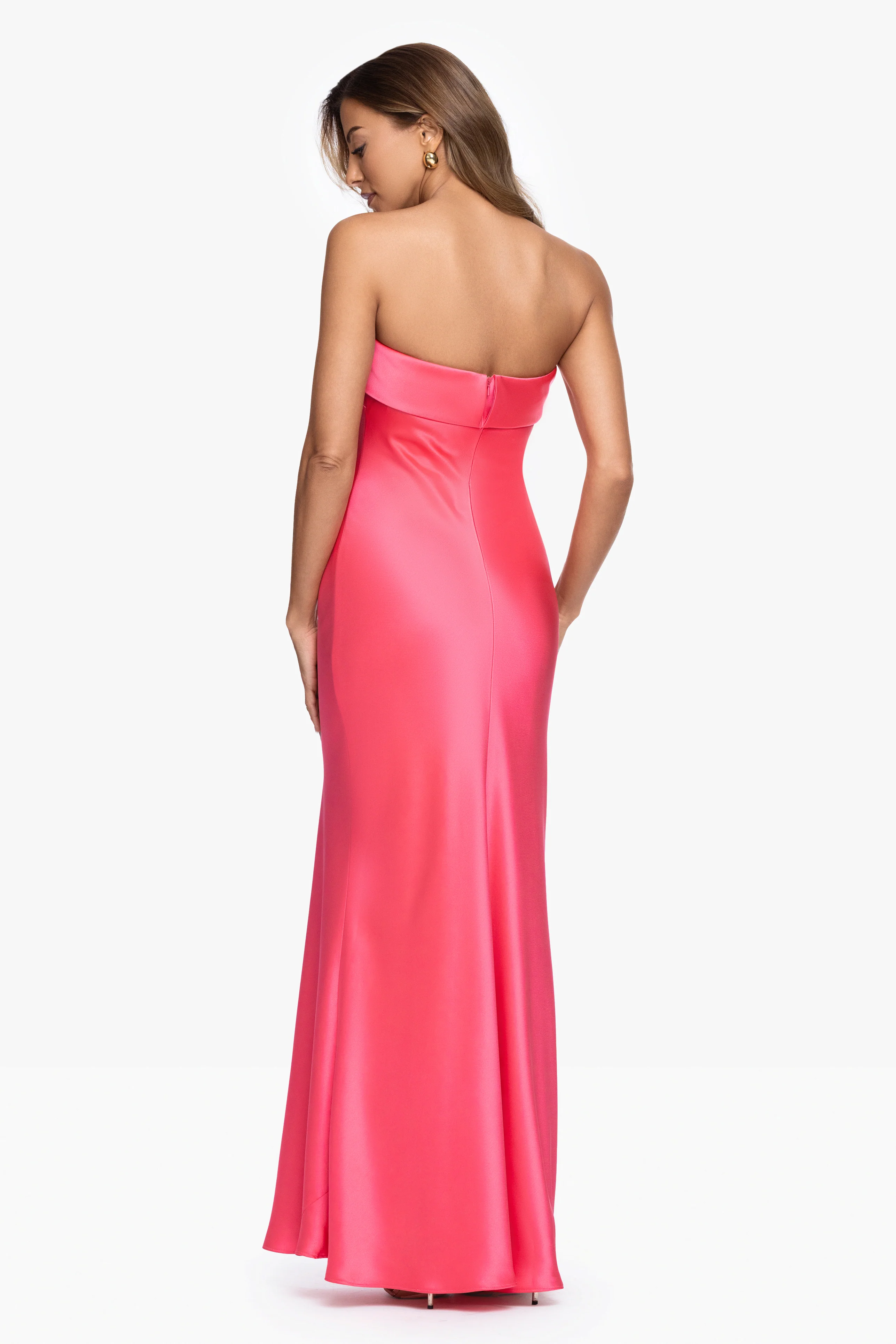 "Reese" Satin Long Strapless Gown - Image 8