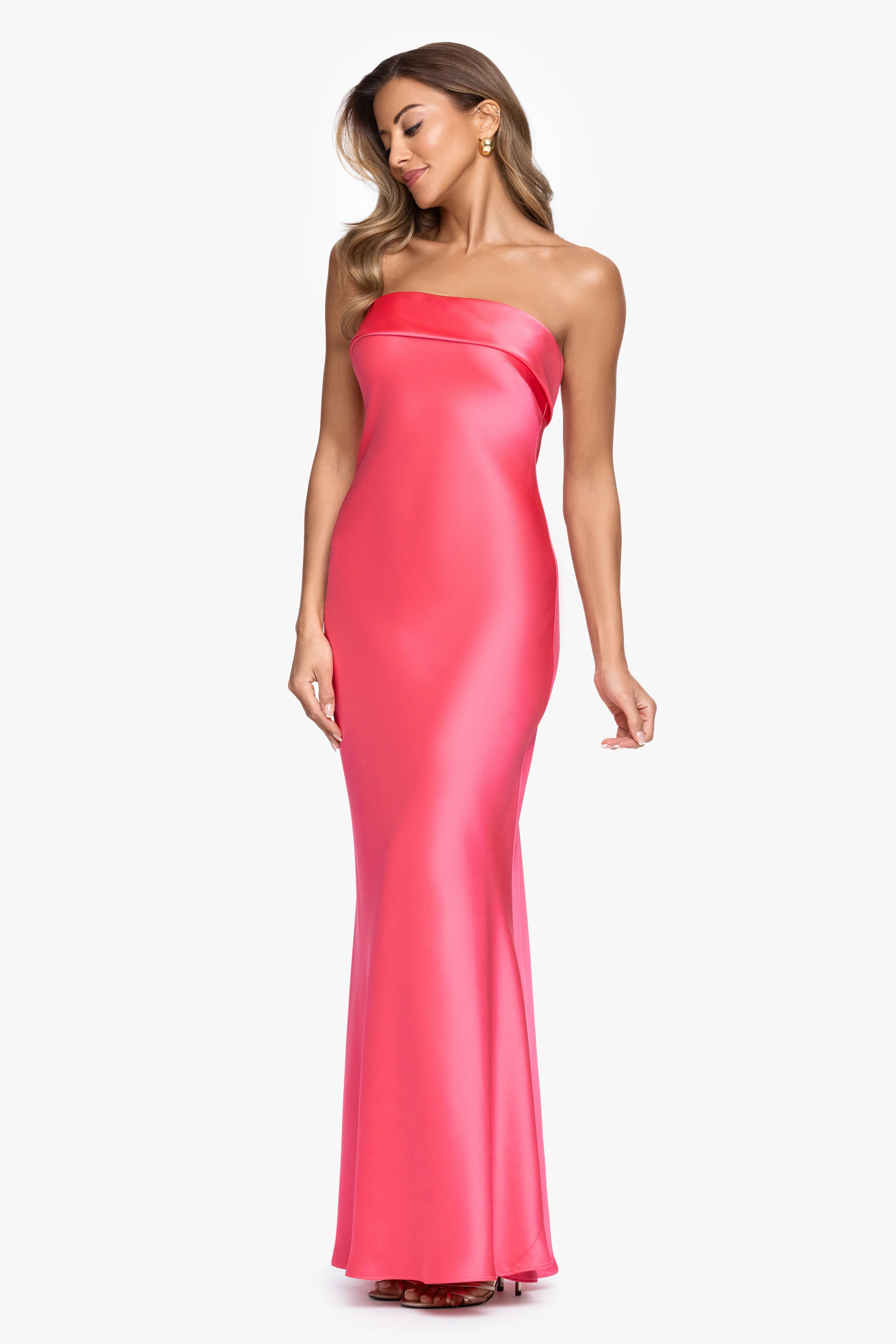 "Reese" Satin Long Strapless Gown - Image 9