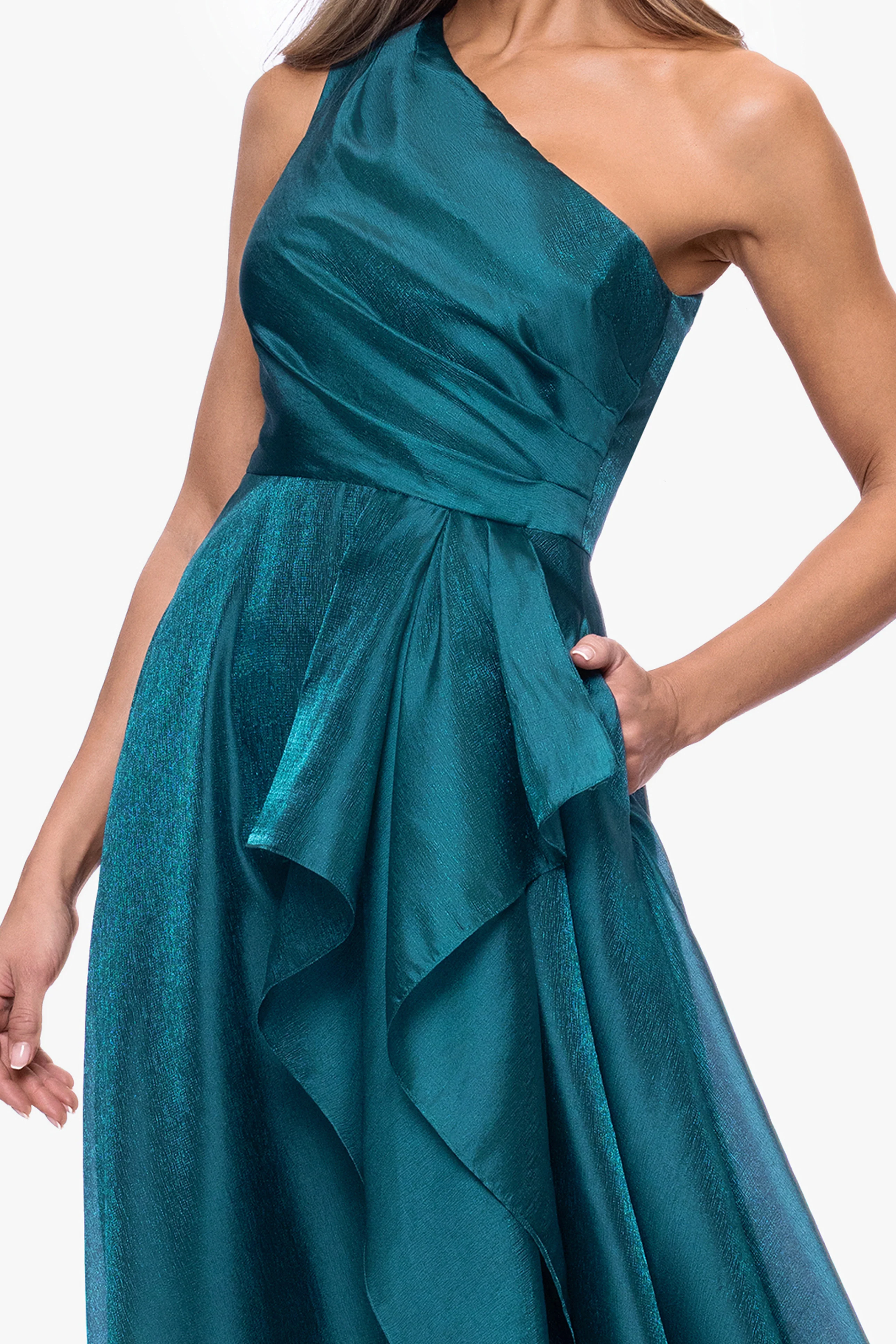 "Samantha" Organza One Shoulder Ruffle Dress - Image 3