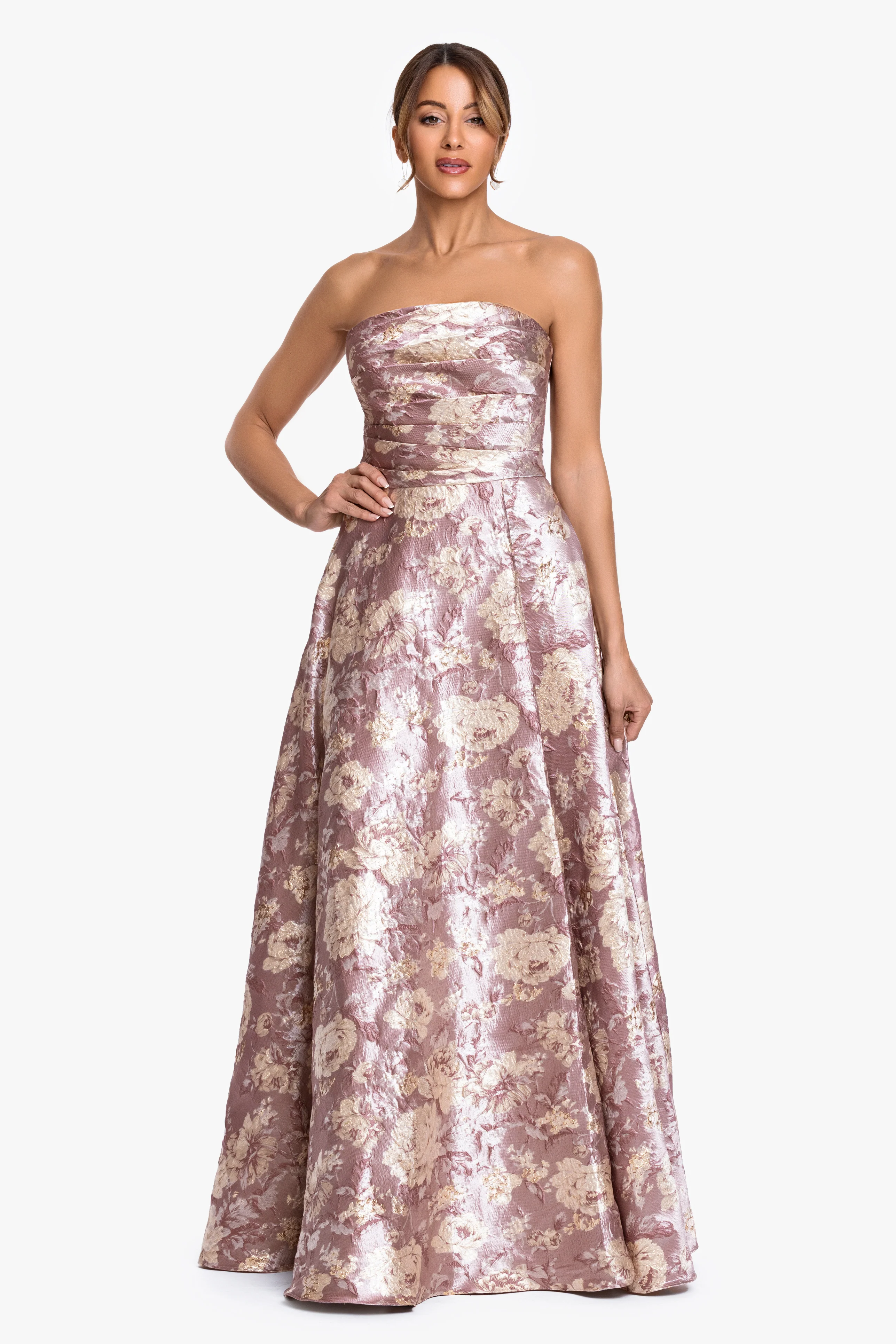 "Scarlett" Brocade Strapless Ball Gown