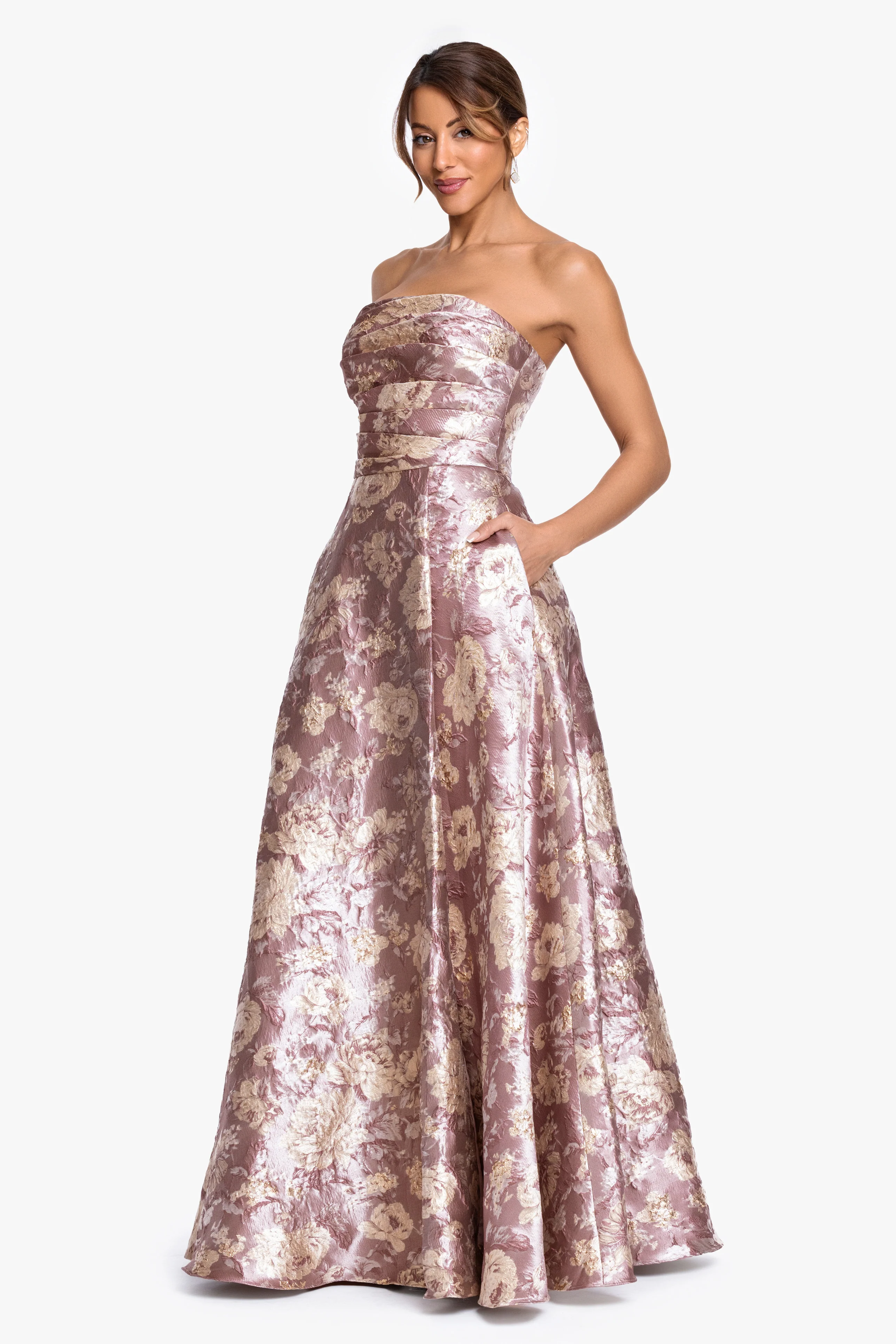 "Scarlett" Brocade Strapless Ball Gown - Image 4
