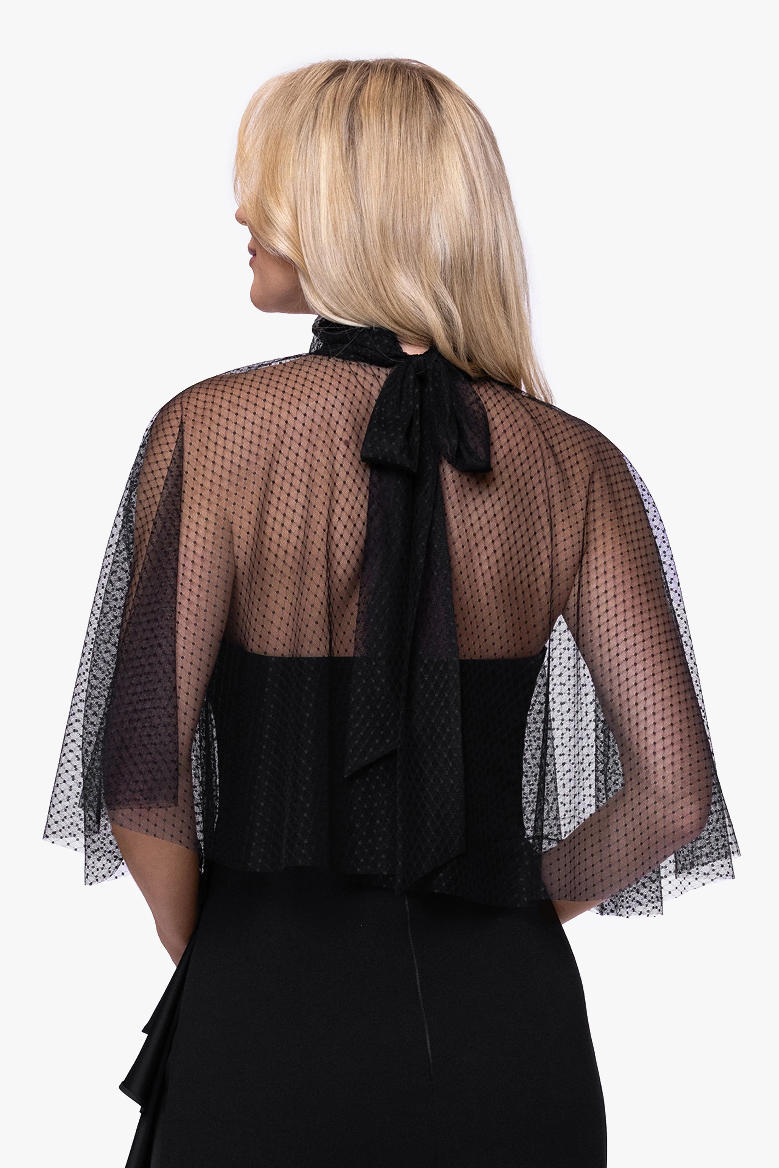 "Sonia" Mesh High Neck Tieback Capelet - Image 4