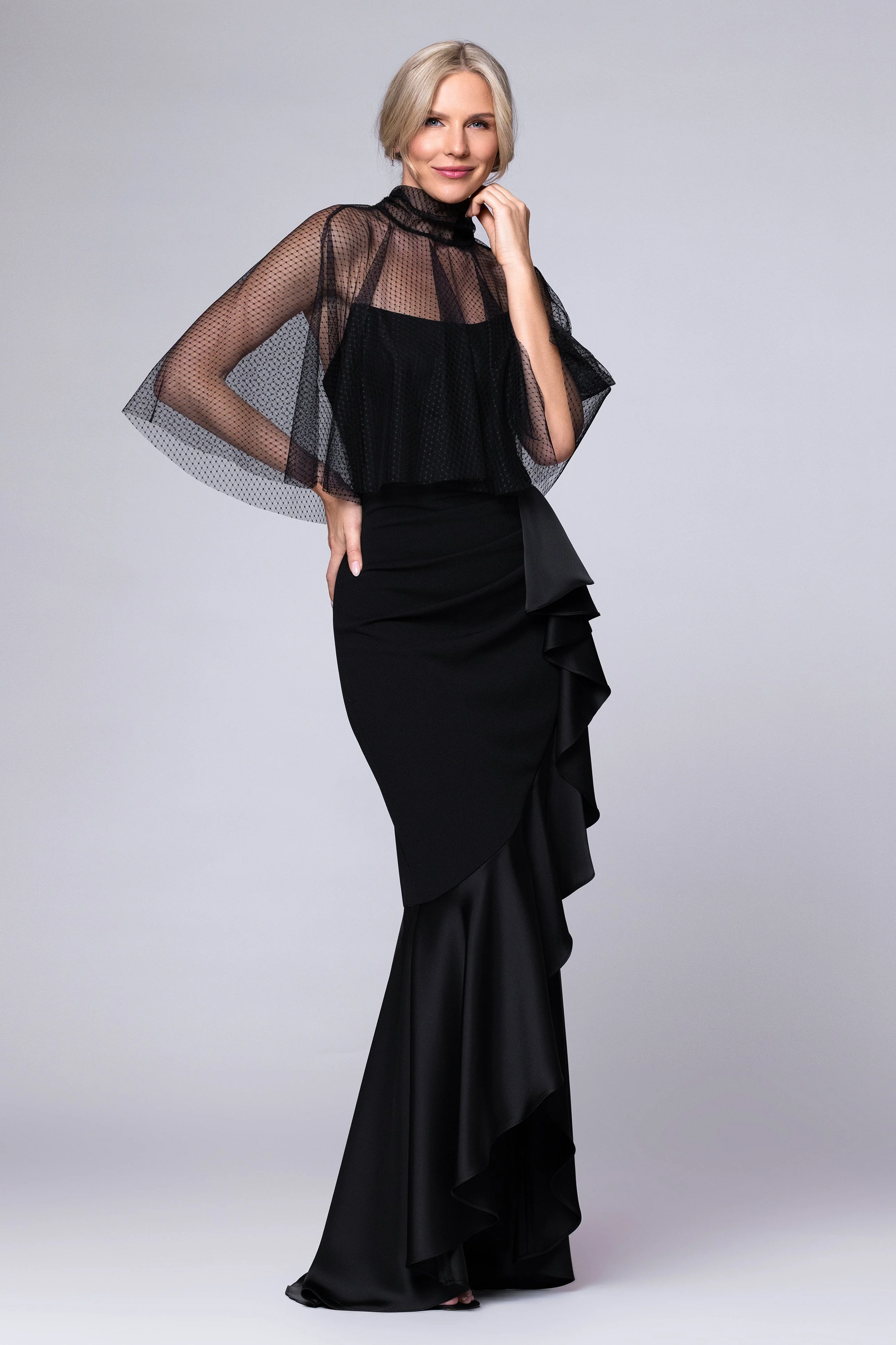 "Sonia" Mesh High Neck Tieback Capelet - Image 6