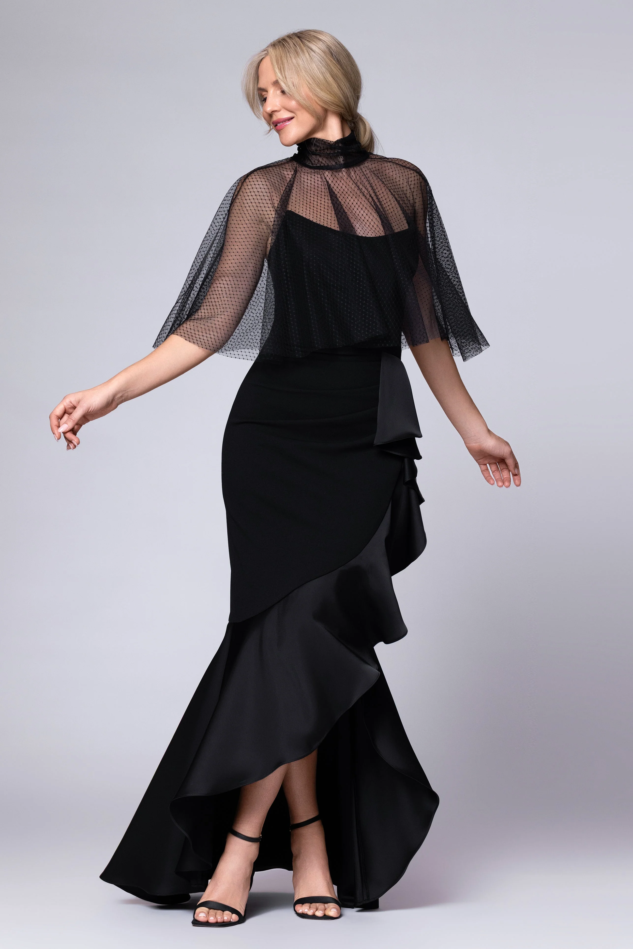 "Sonia" Mesh High Neck Tieback Capelet - Image 7