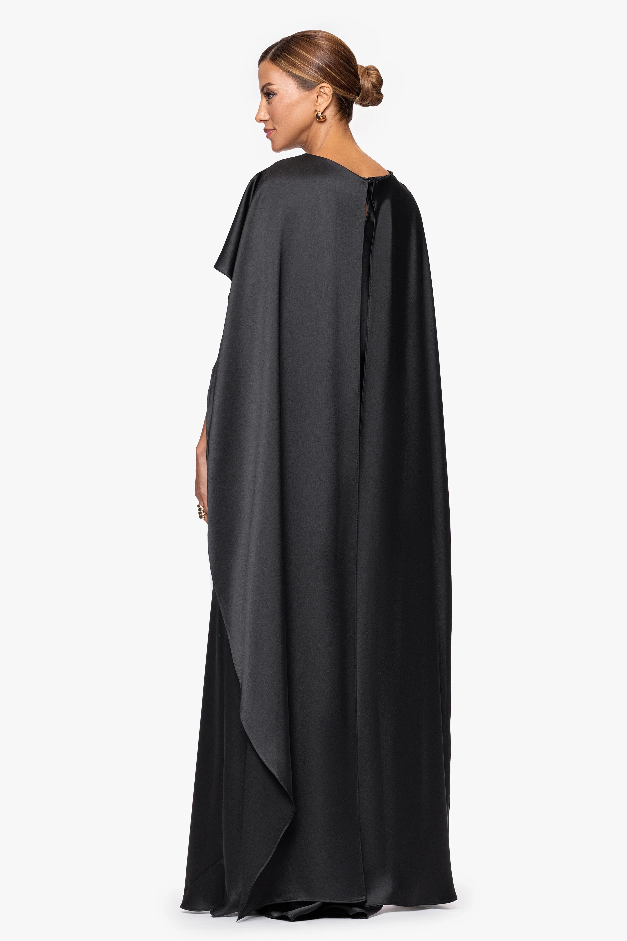 "Tallulah" Satin Overlay Cape Dress - Image 10