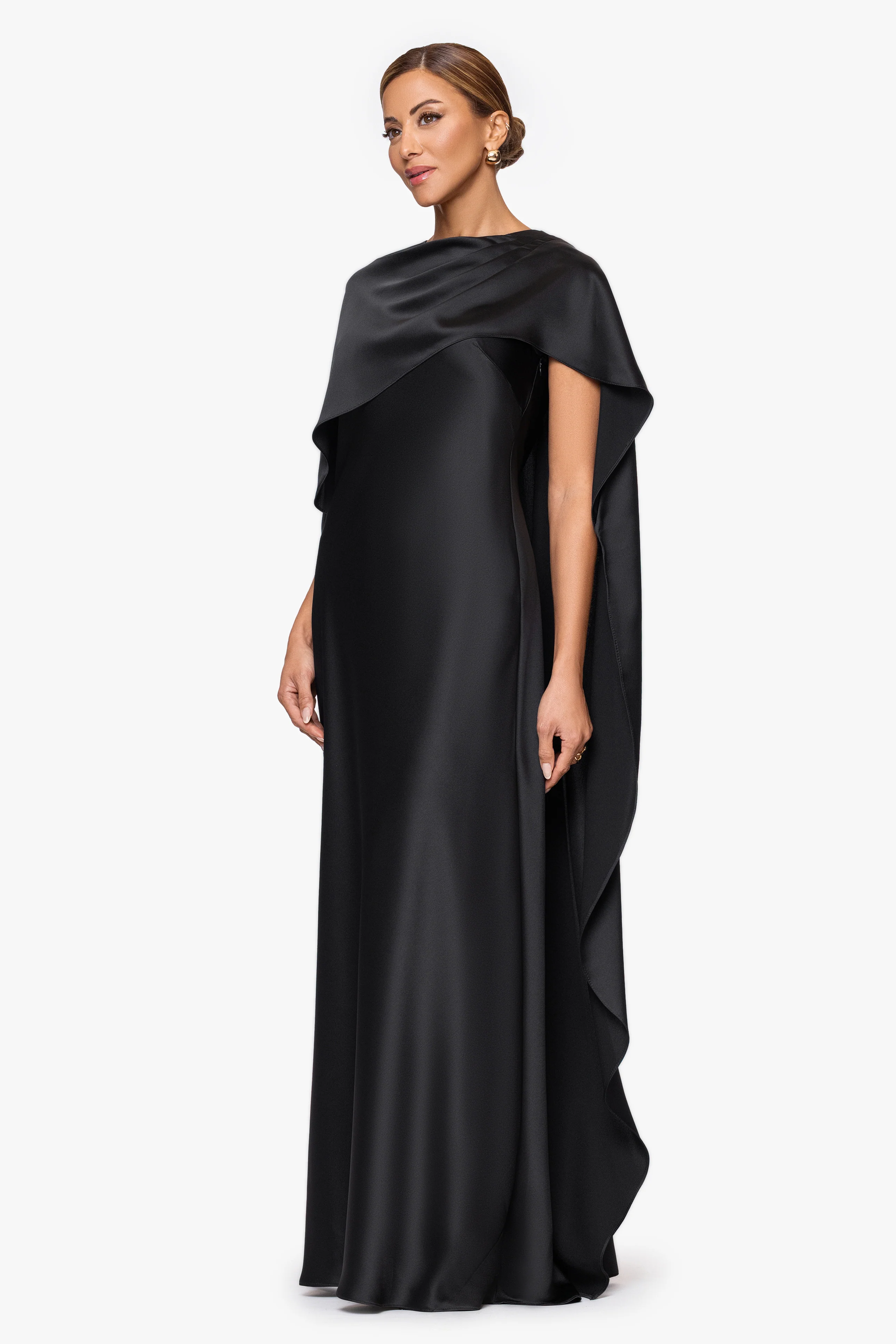 "Tallulah" Satin Overlay Cape Dress - Image 11