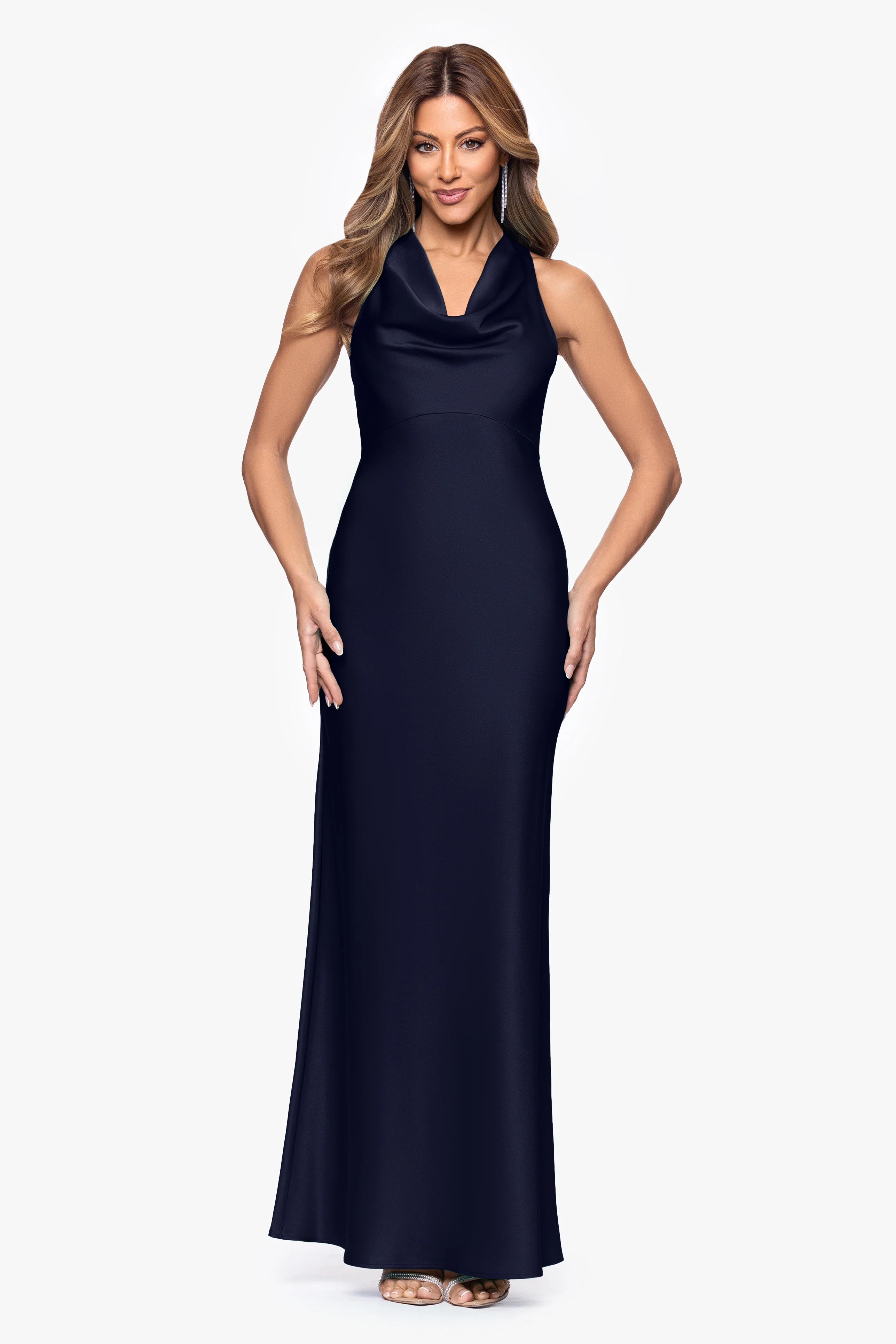 "Veronica" Satin Cowl Neck Dress - Image 12