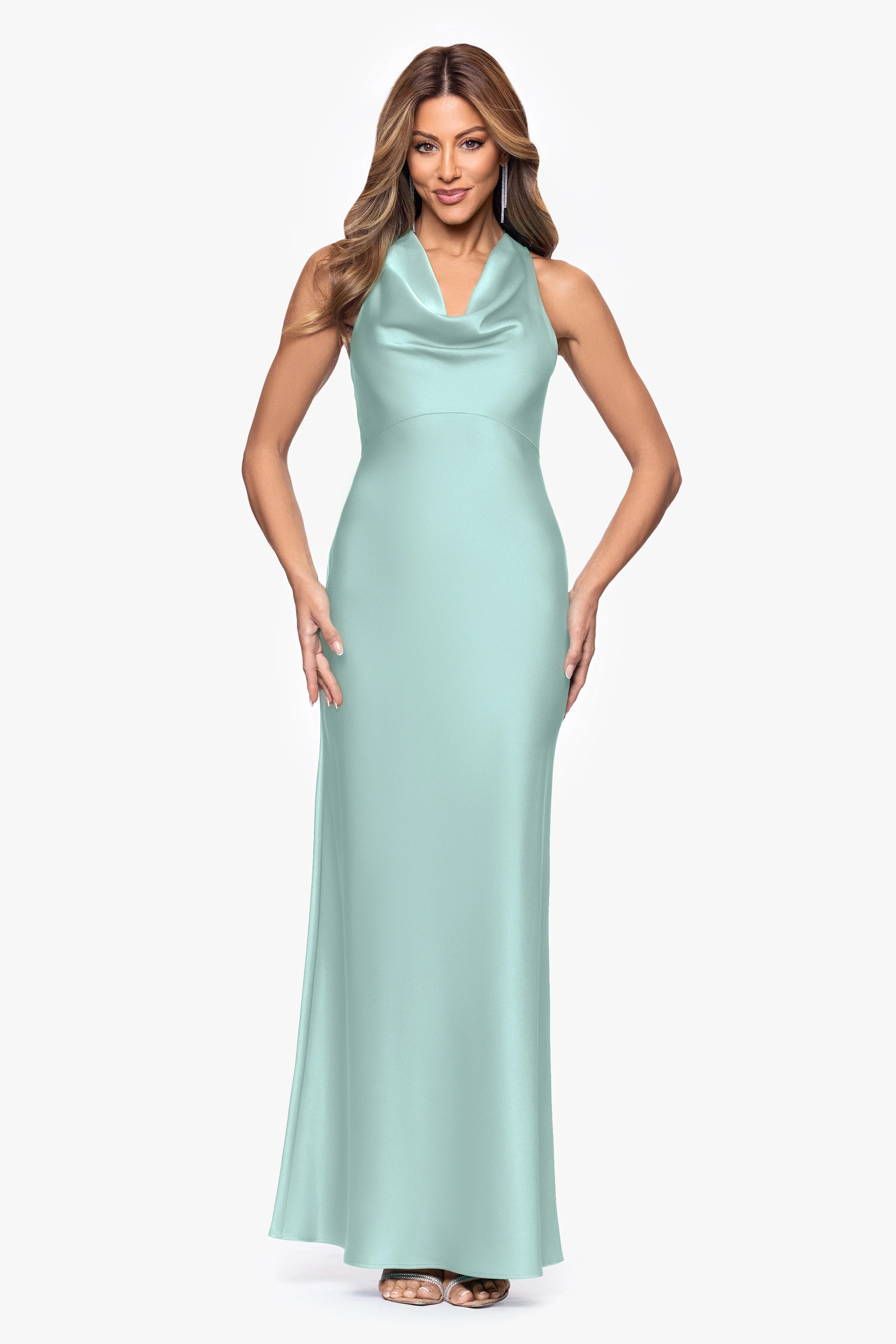 "Veronica" Satin Cowl Neck Dress - Image 7