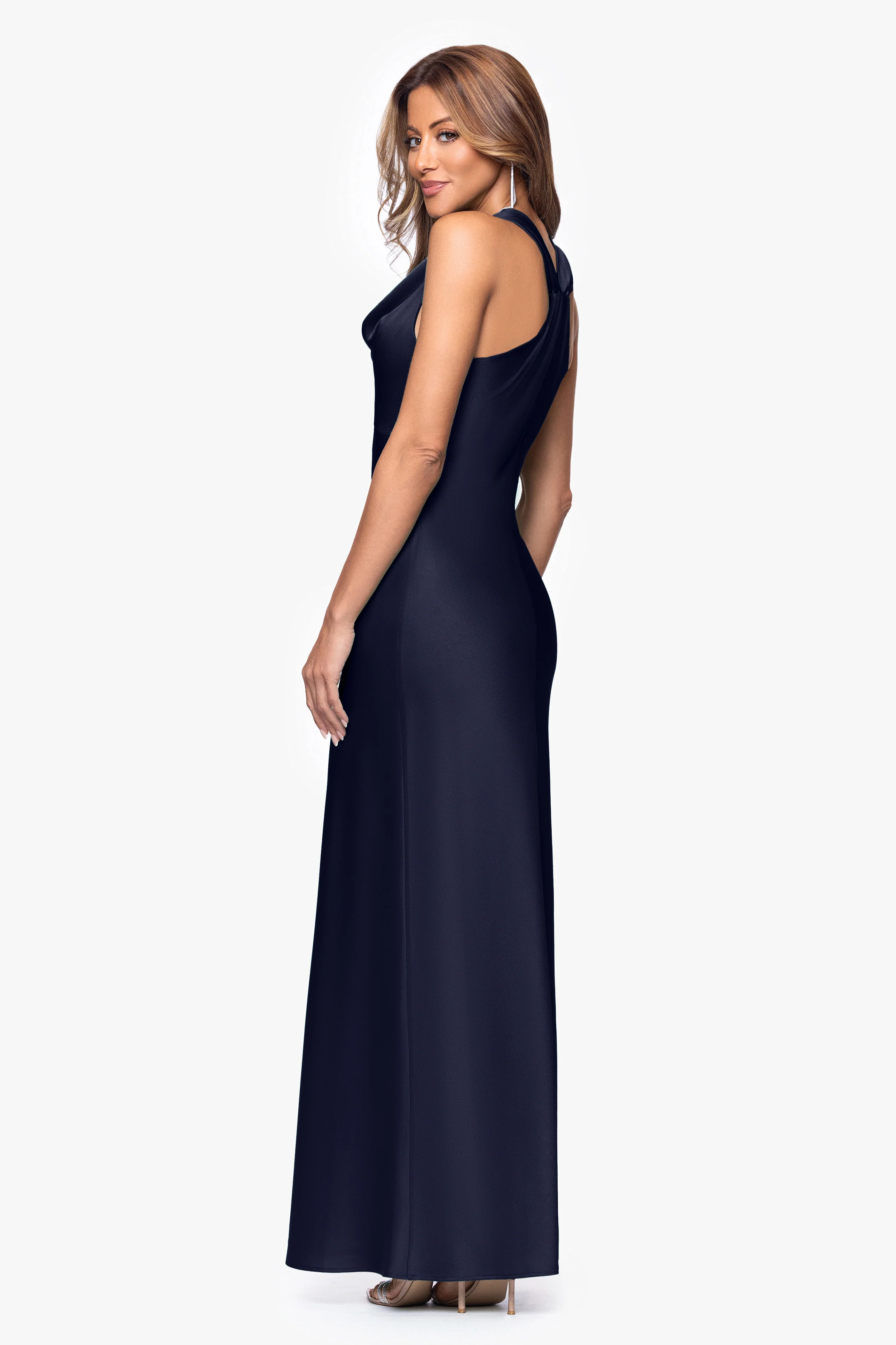 "Veronica" Satin Cowl Neck Dress - Image 15