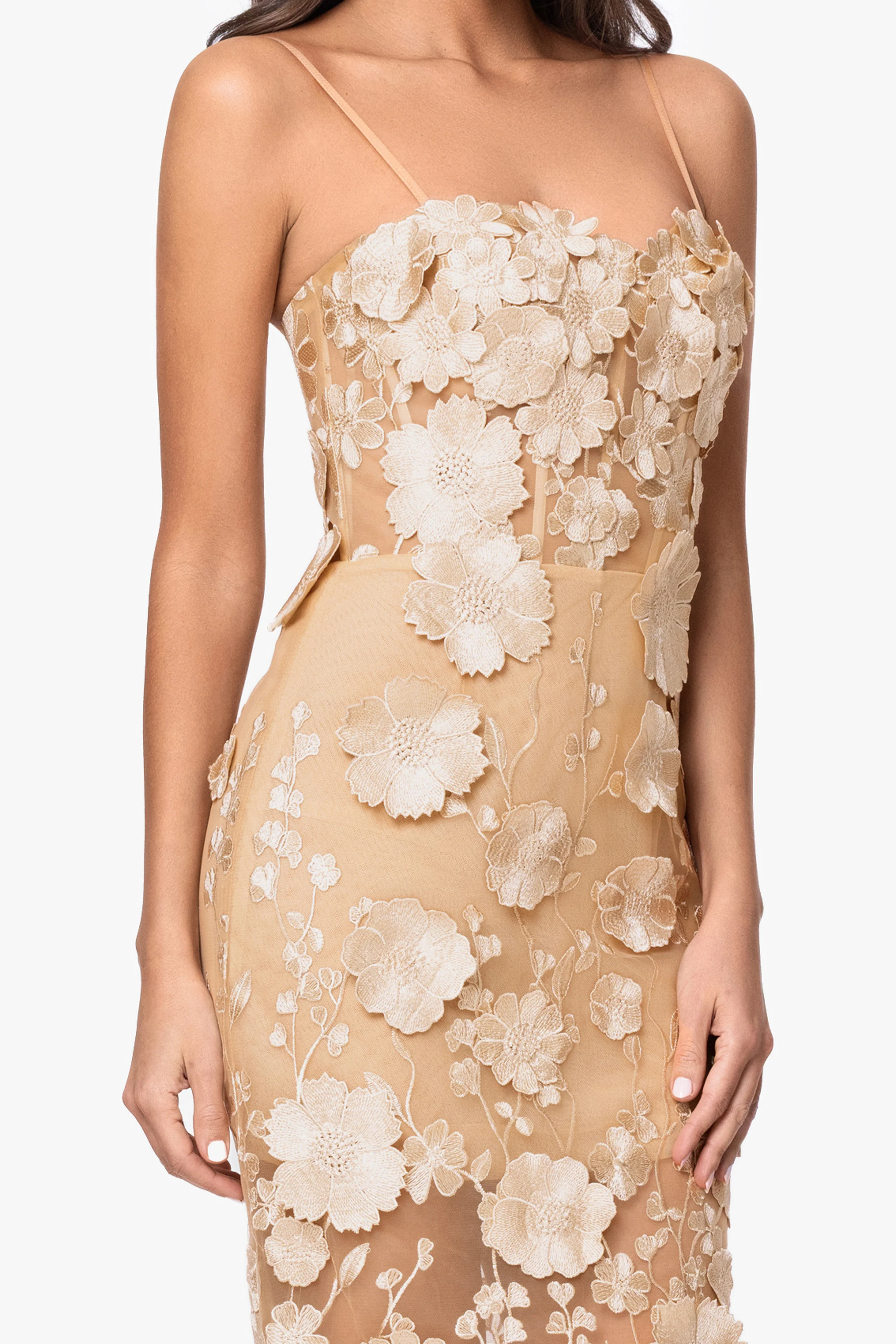 "Zoey" Embellished Floral Spaghetti Strap Dress - Image 4