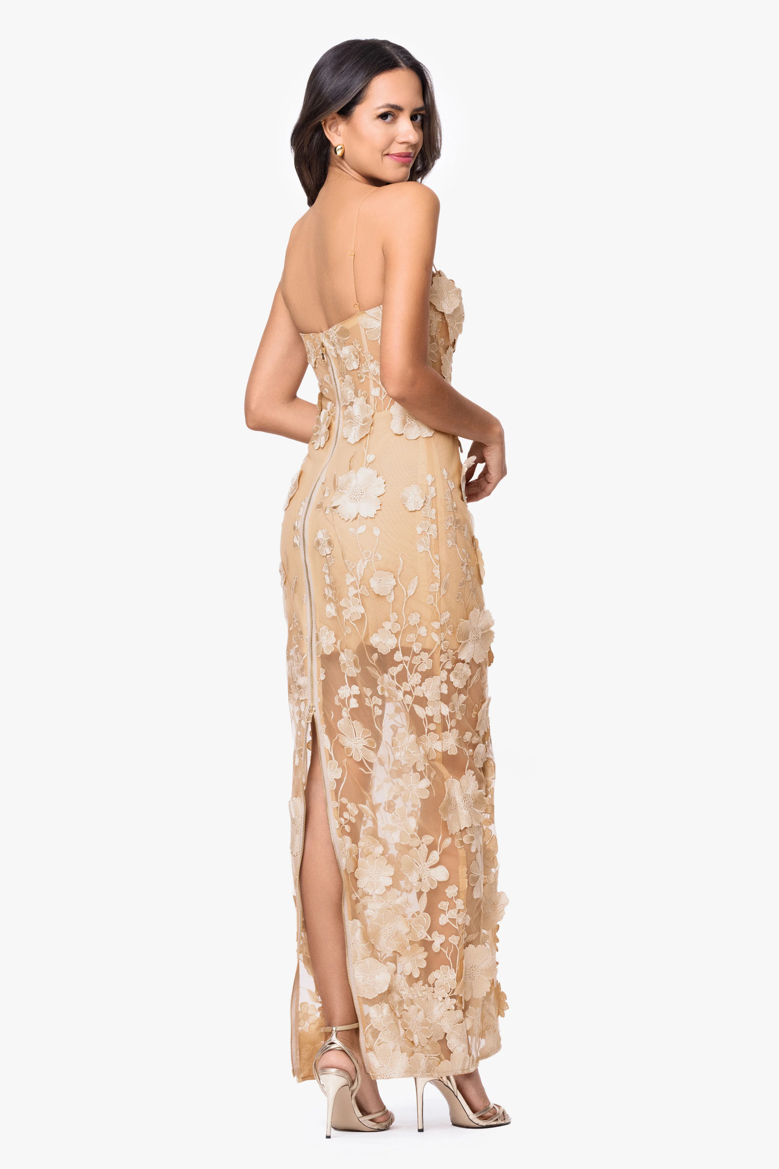 "Zoey" Embellished Floral Spaghetti Strap Dress - Image 7